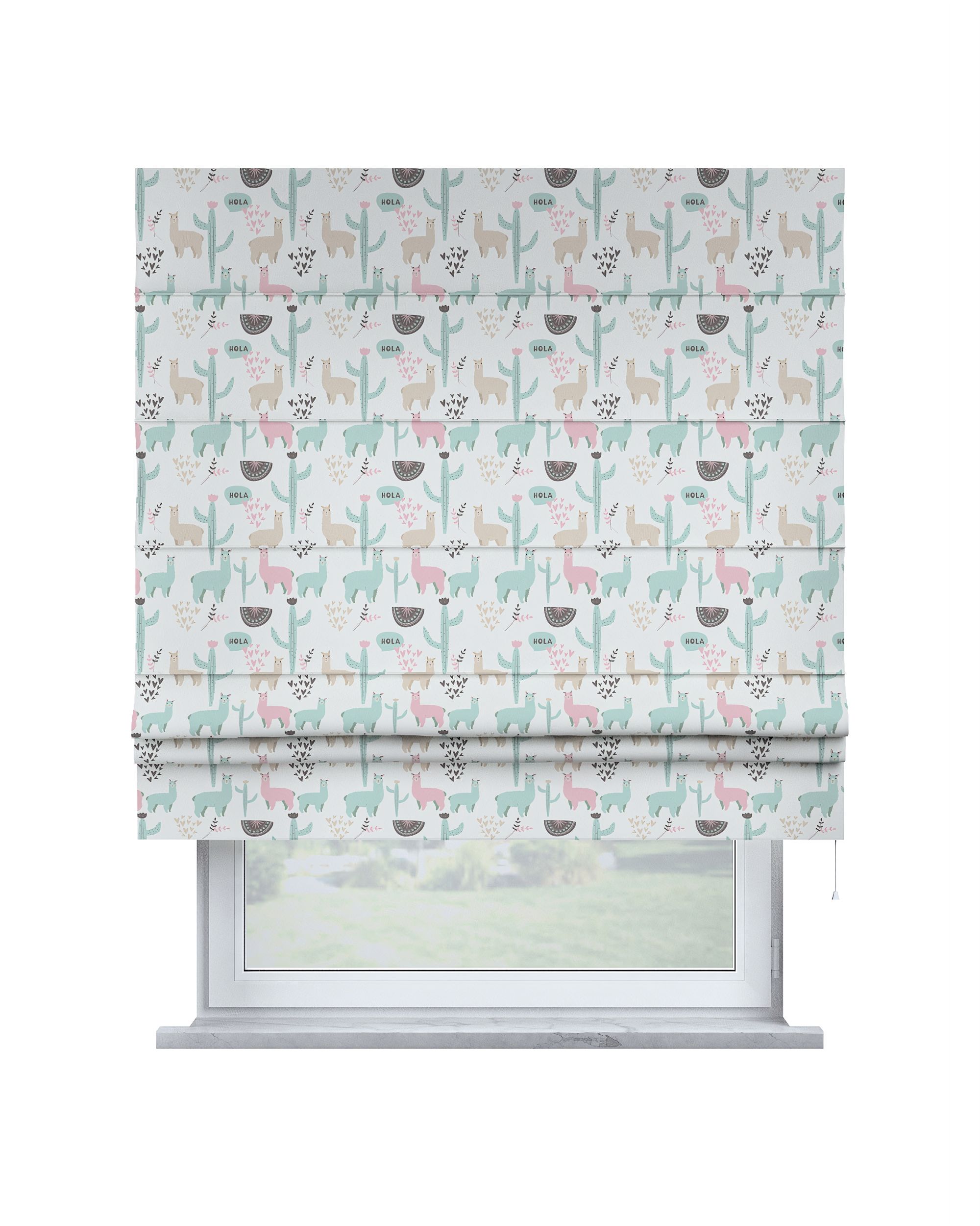 Store bateau Sammy couleur vert tissu à motifs