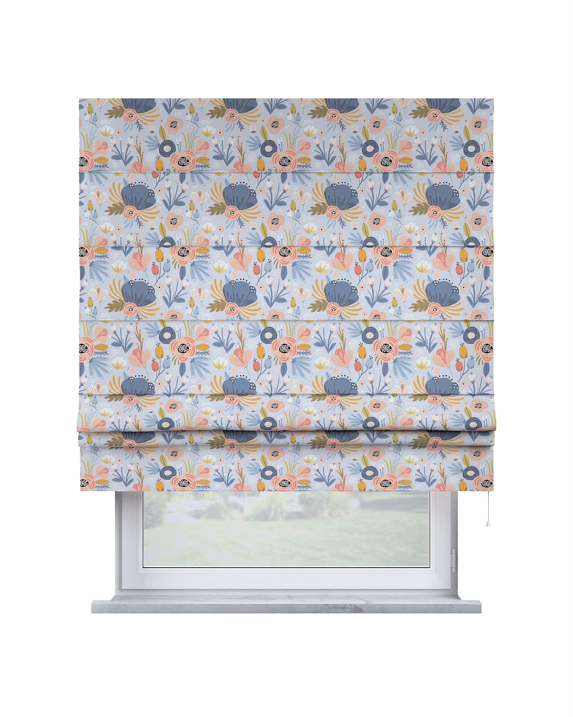 Store bateau Sammy couleur bleu tissu à motifs