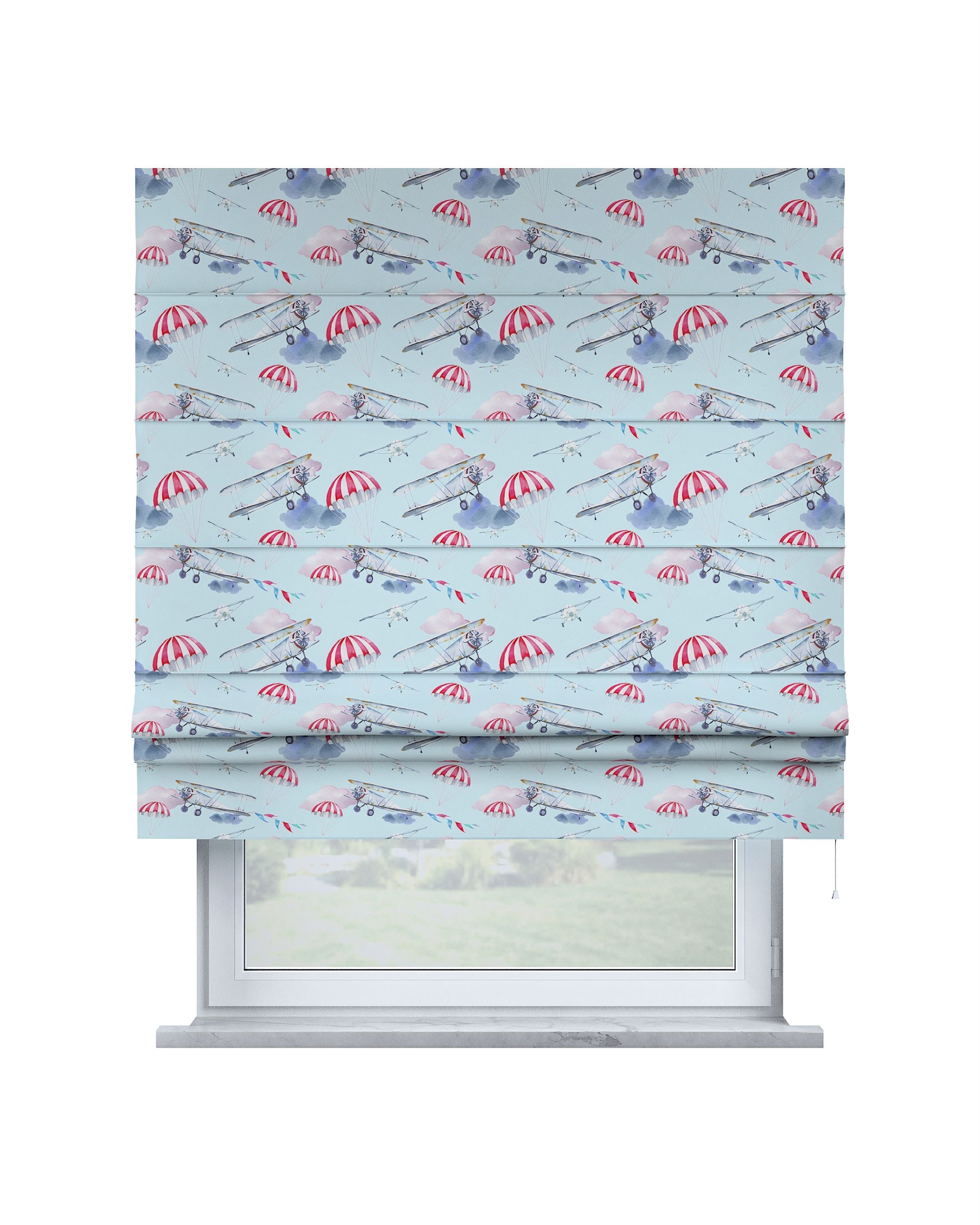 Store bateau Sammy couleur bleu tissu à motifs