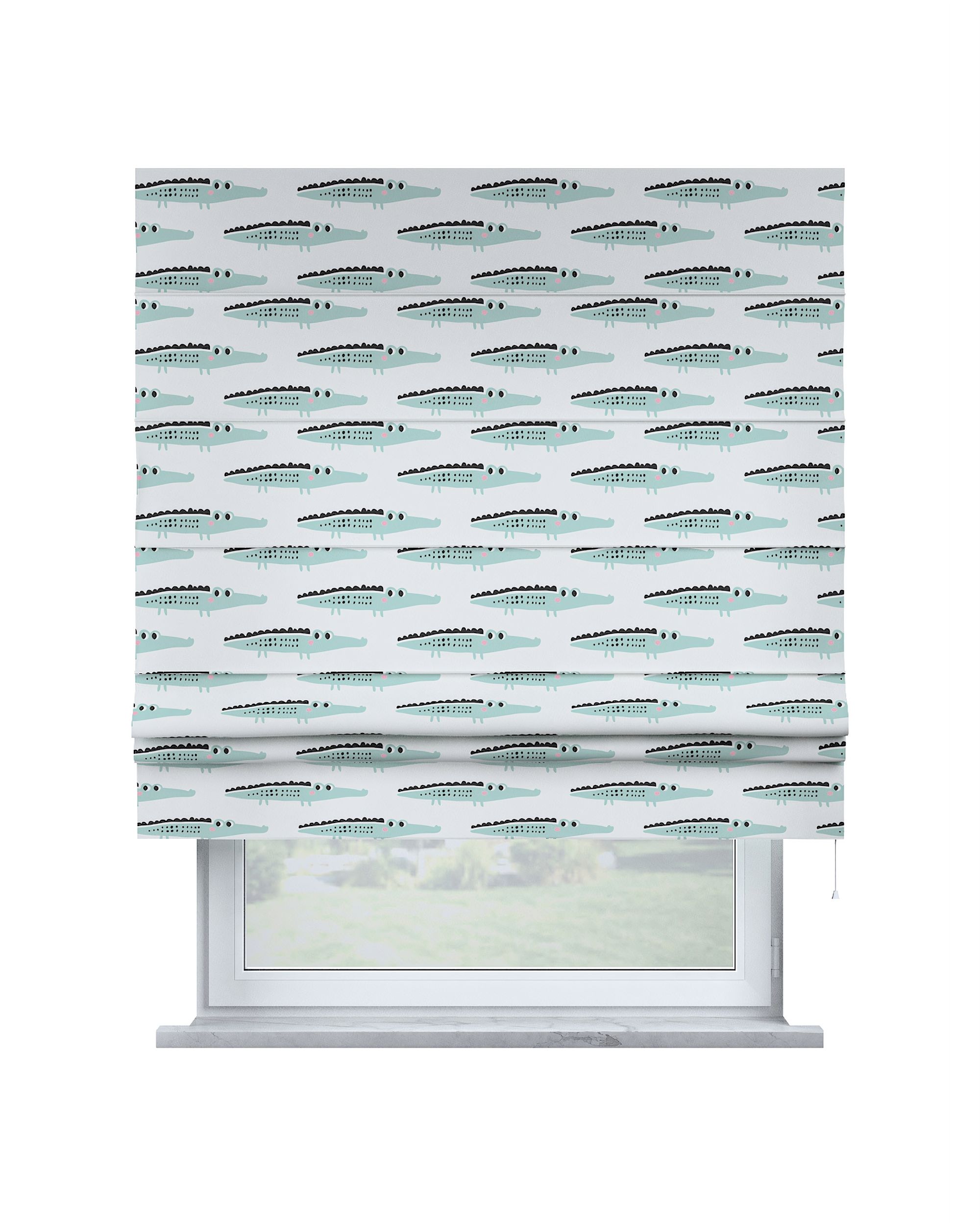 Store bateau Sammy couleur vert tissu à motifs