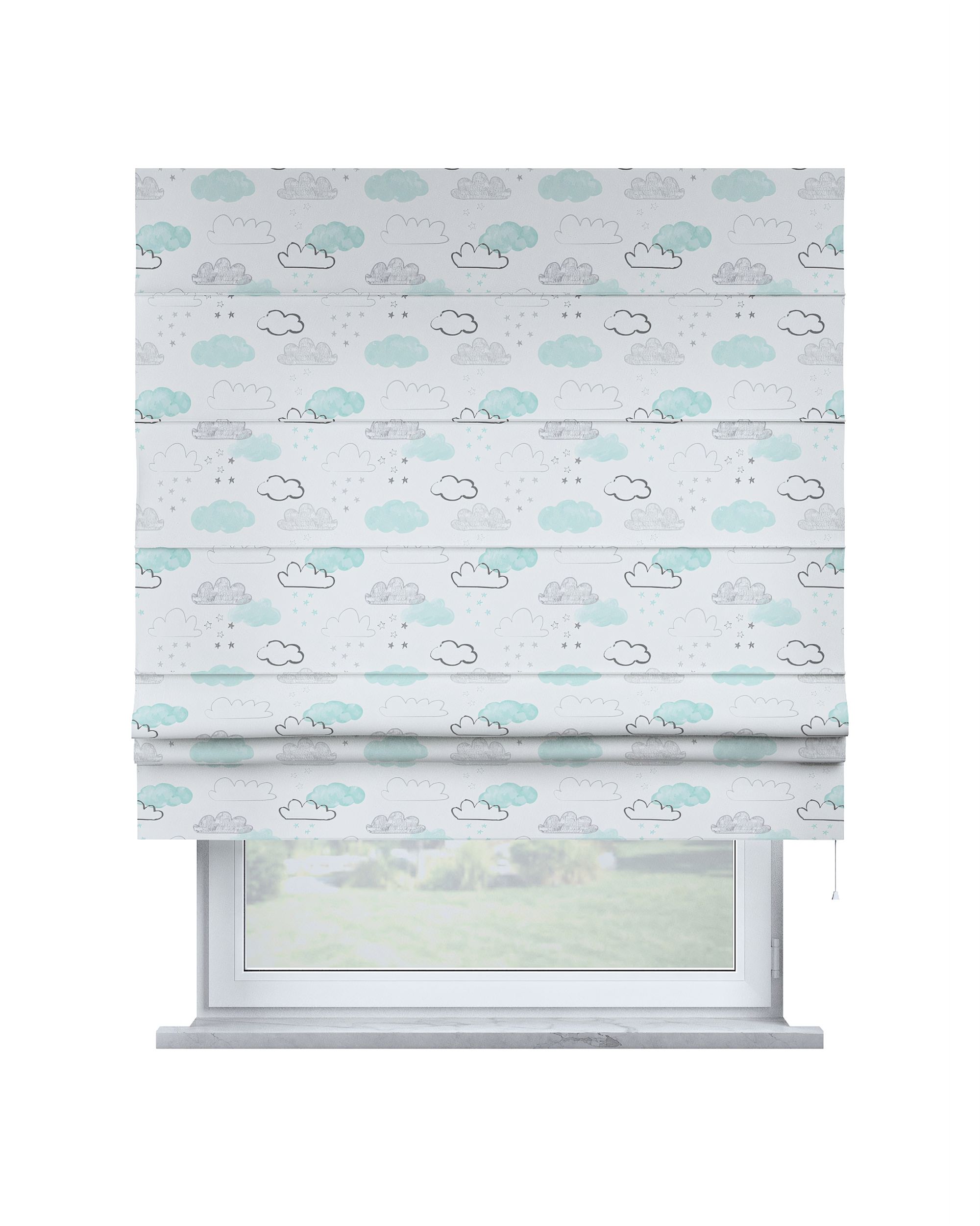 Store bateau Sammy couleur blanc tissu à motifs