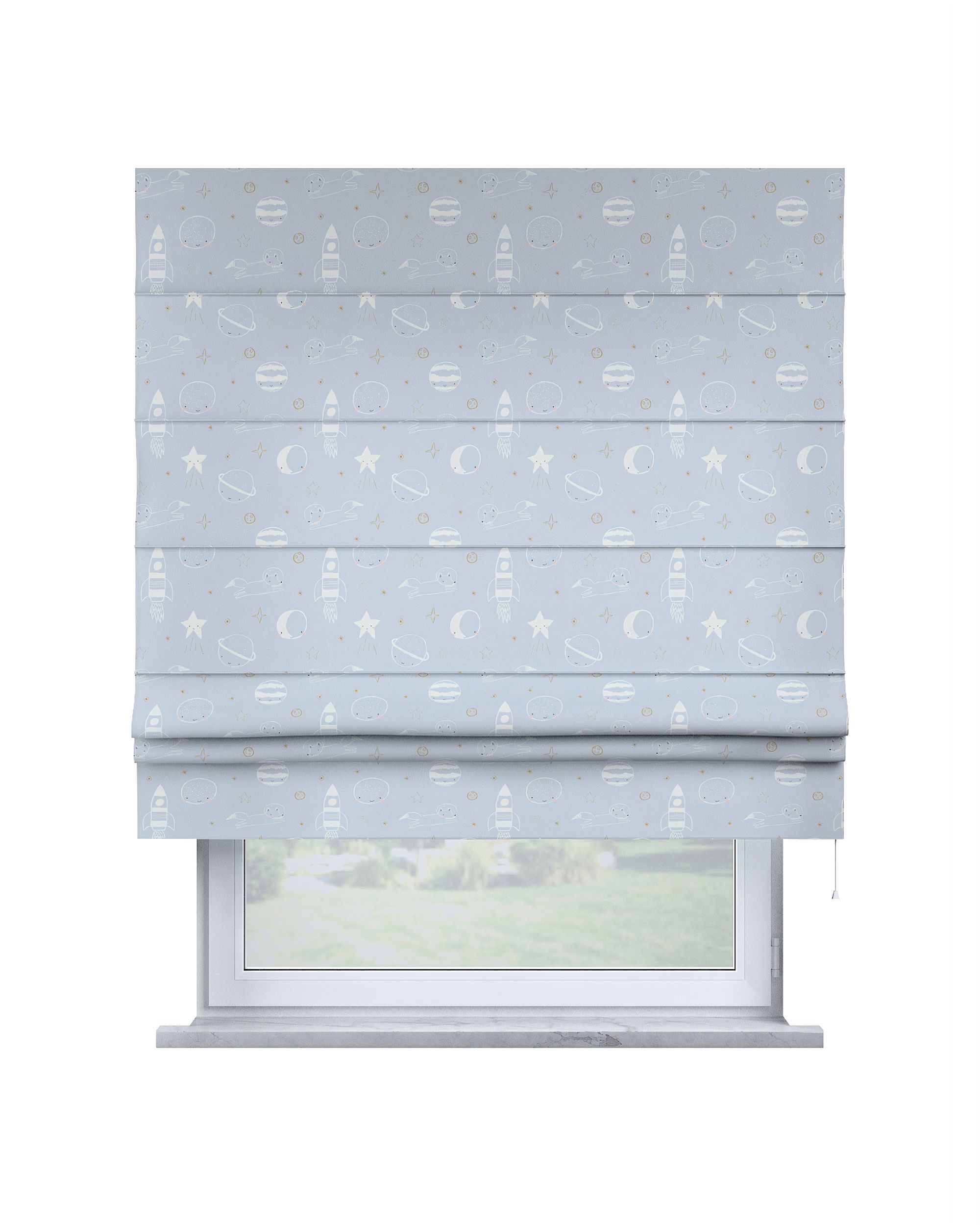 Store bateau Sammy couleur bleu tissu à motifs