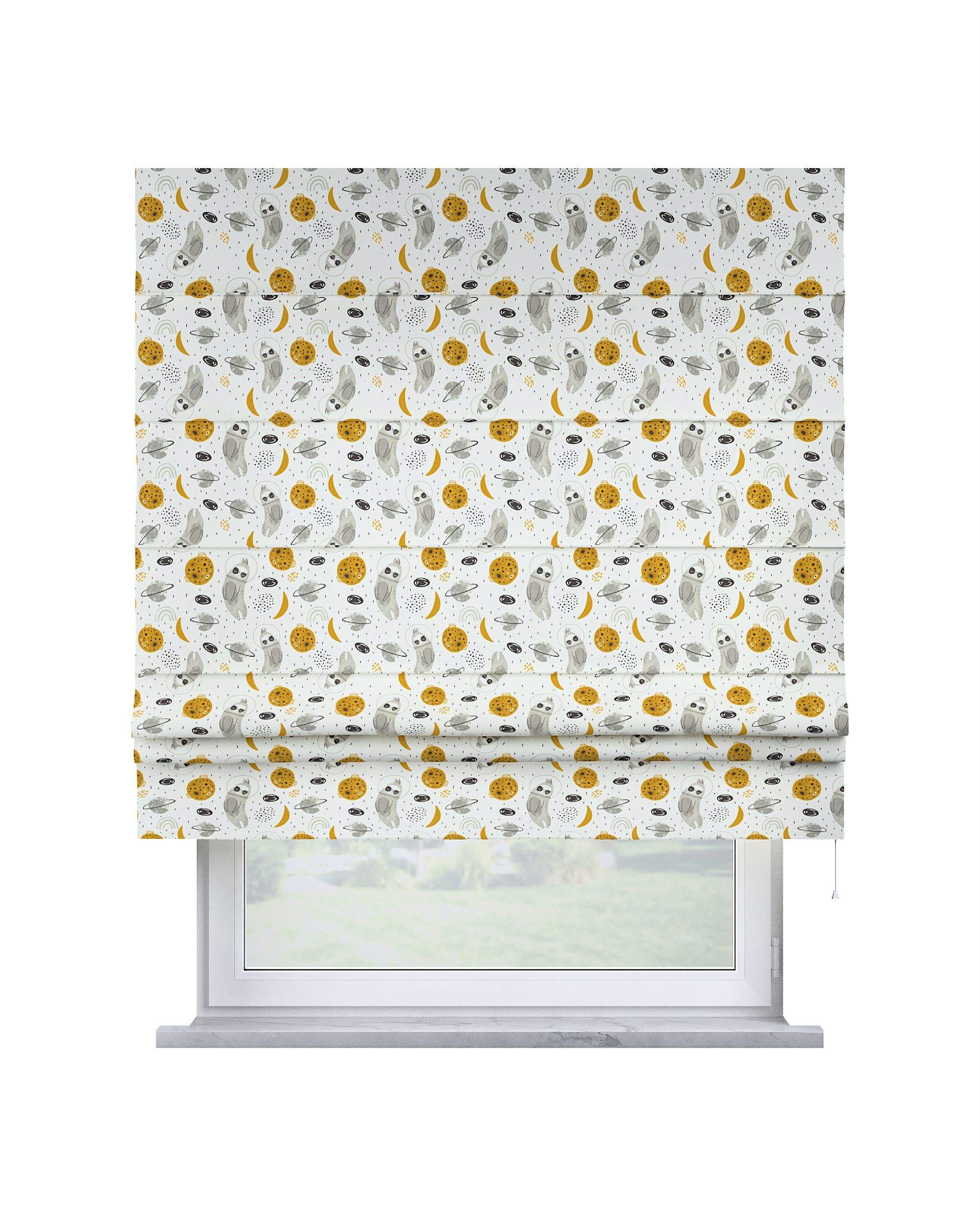Store bateau Sammy couleur blanc tissu à motifs