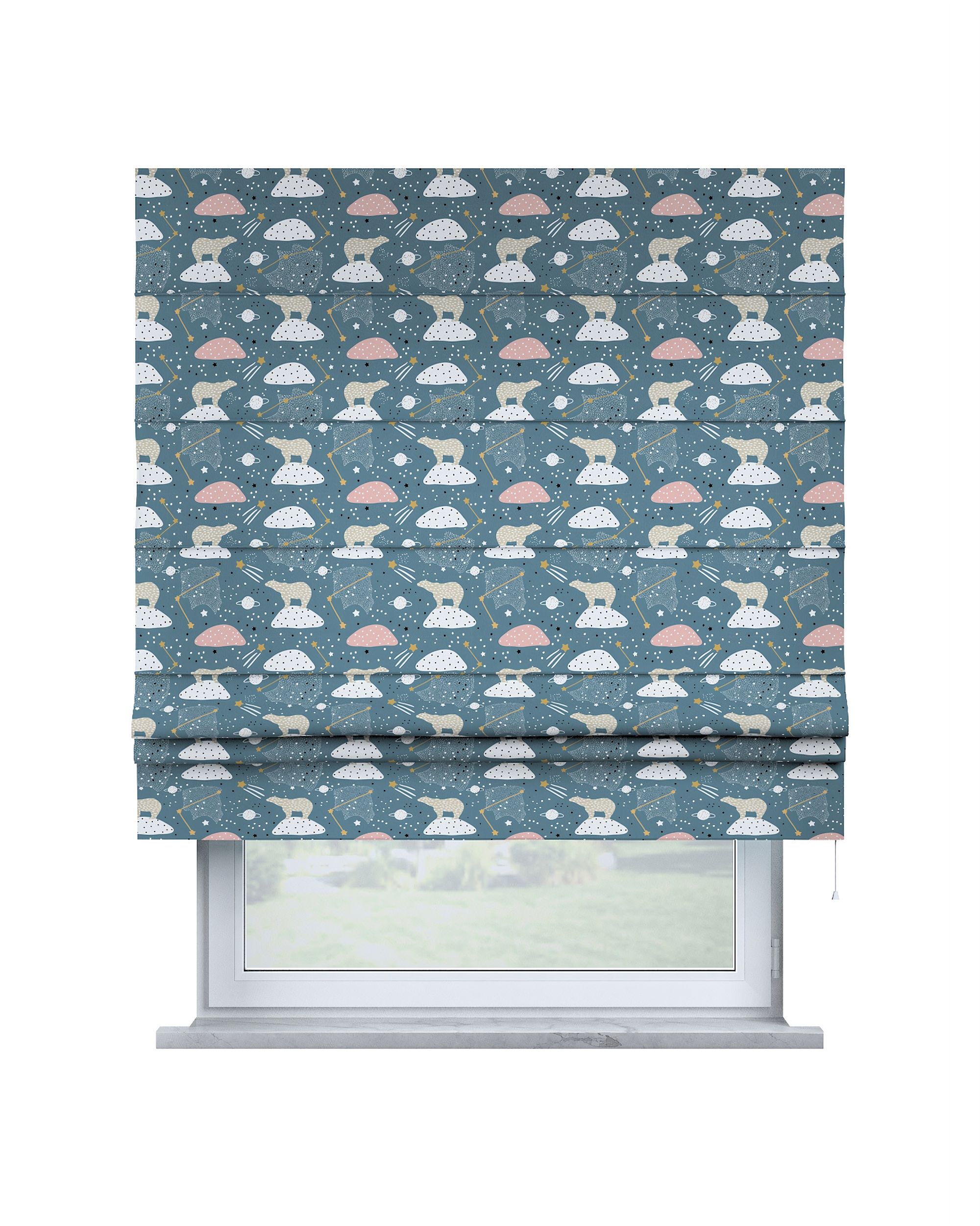 Store bateau Sammy couleur bleu tissu à motifs