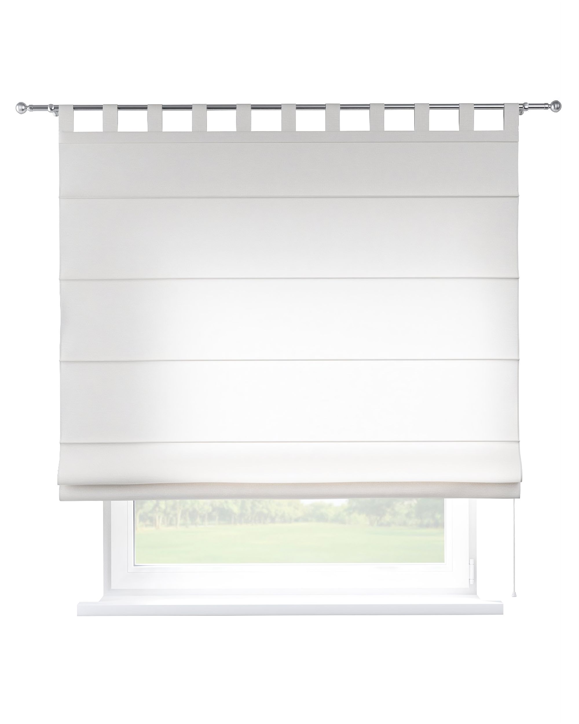 Store bateau Oli couleur blanc tissu semi-transparent, tresse