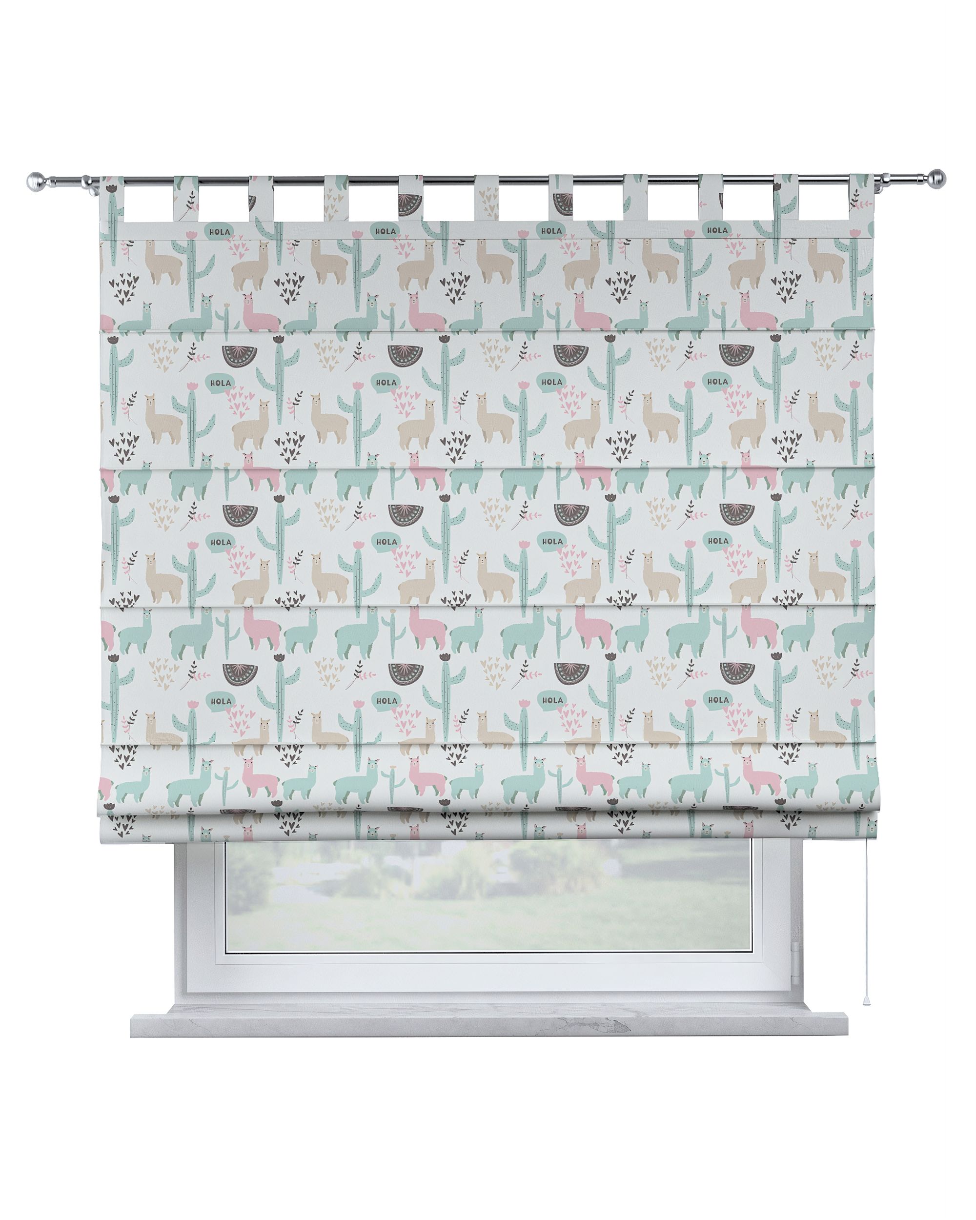 Store bateau Oli couleur vert tissu à motifs