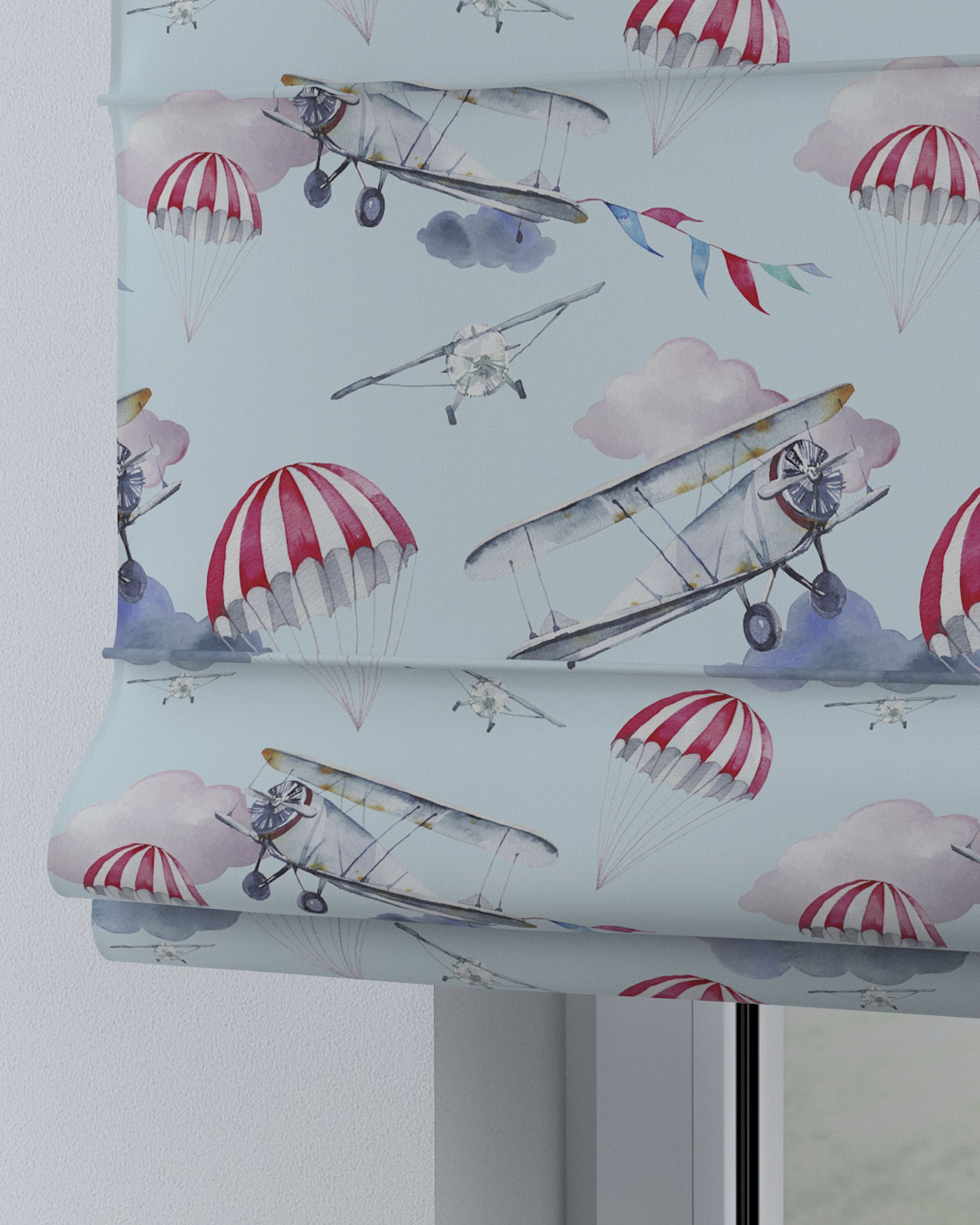 Store bateau Oli couleur bleu tissu à motifs (hover)