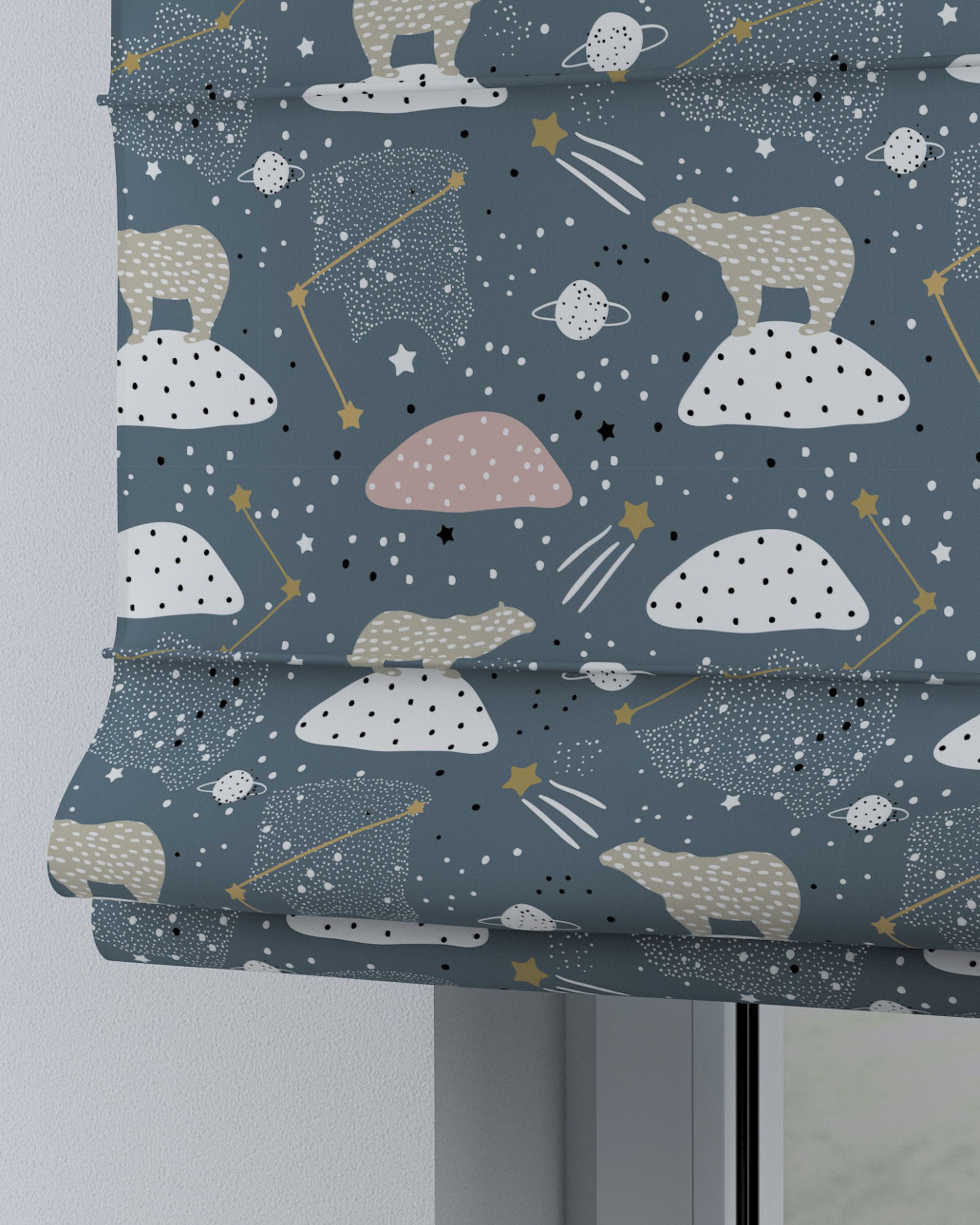 Store bateau Oli couleur bleu tissu à motifs (hover)