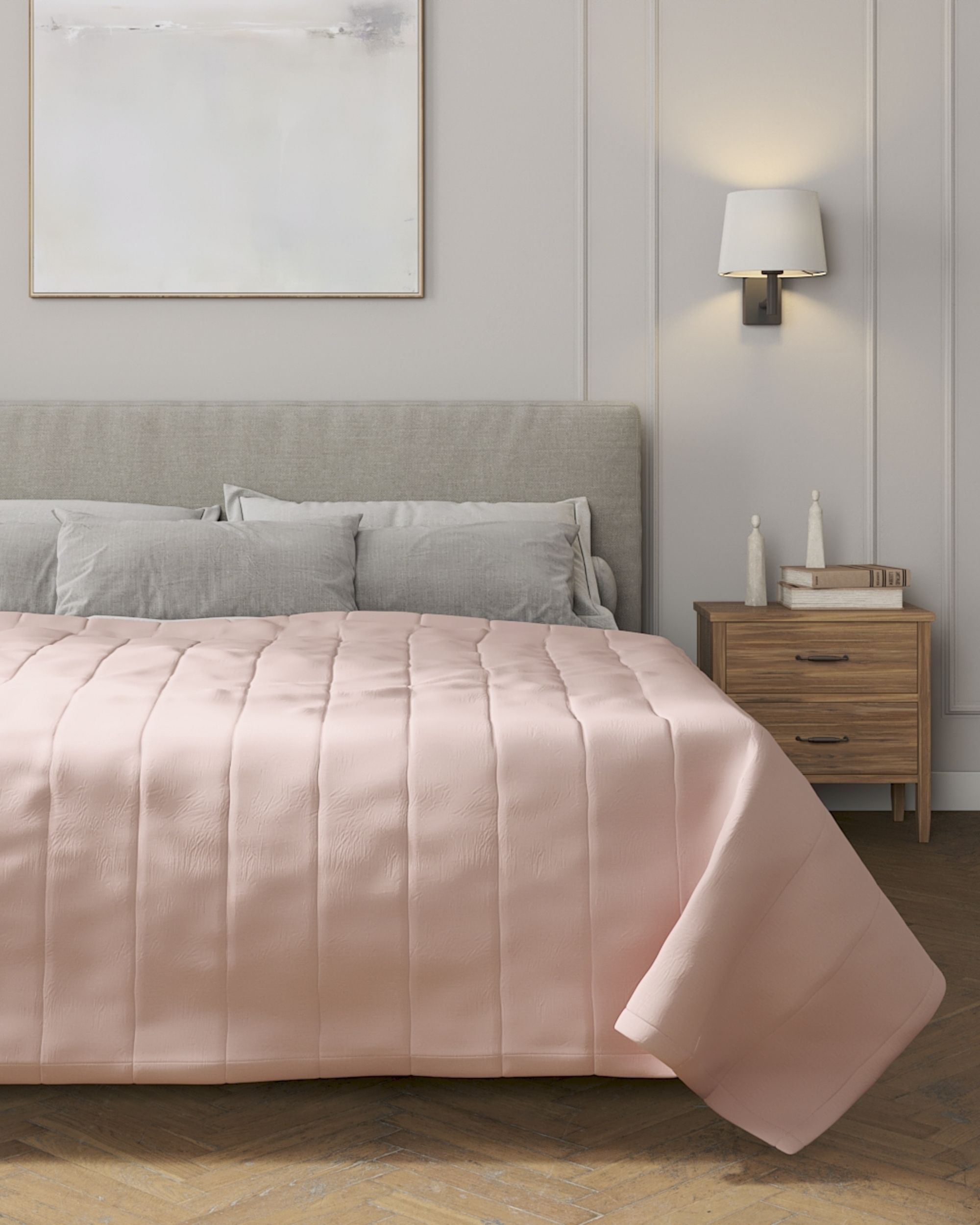 Couverture molletonnée à rayures couleur rose (hover)