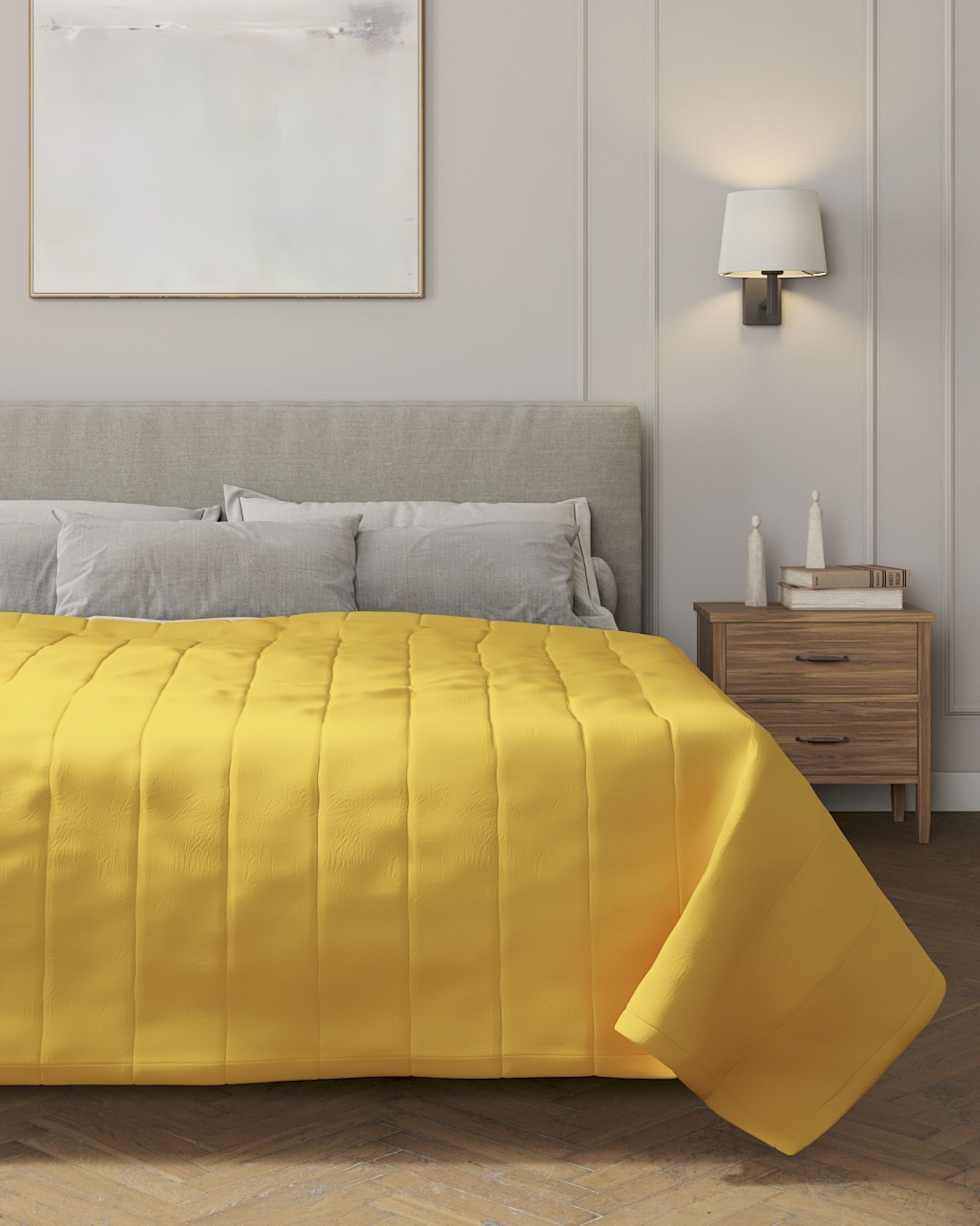 Couverture molletonnée à rayures couleur jaune (hover)