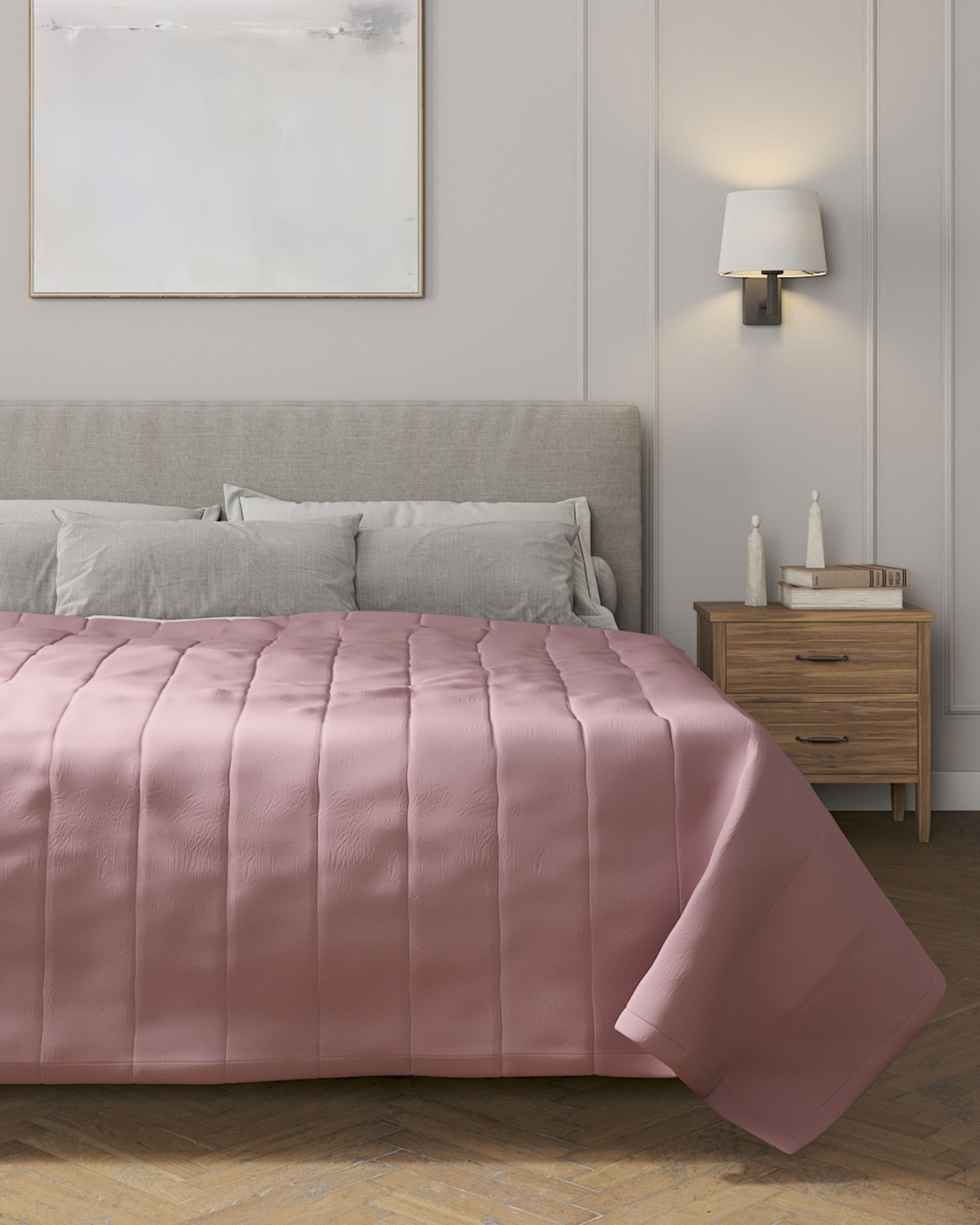 Couverture molletonnée à rayures couleur rose (hover)