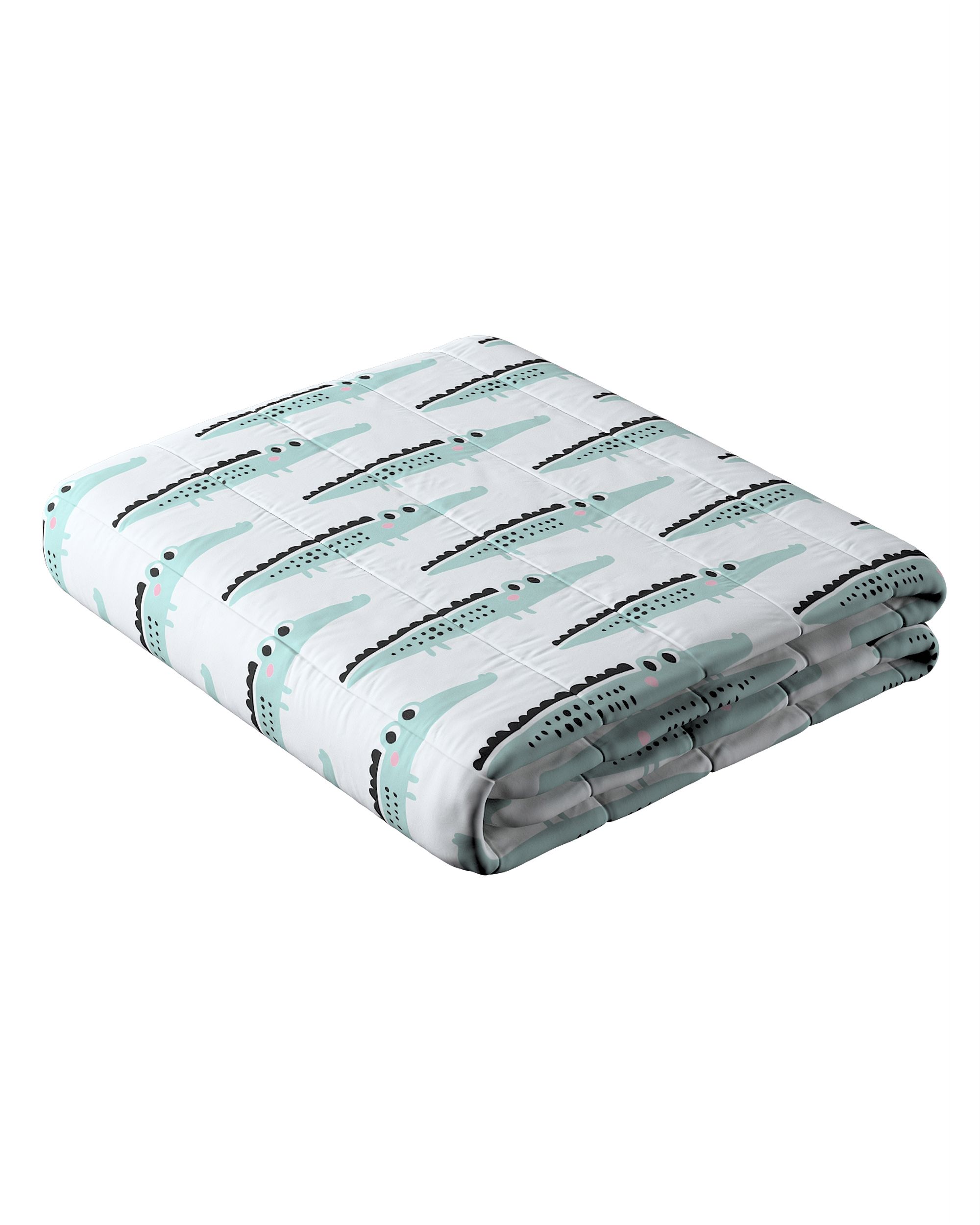 Couverture molletonnée à rayures couleur vert tissu à motifs