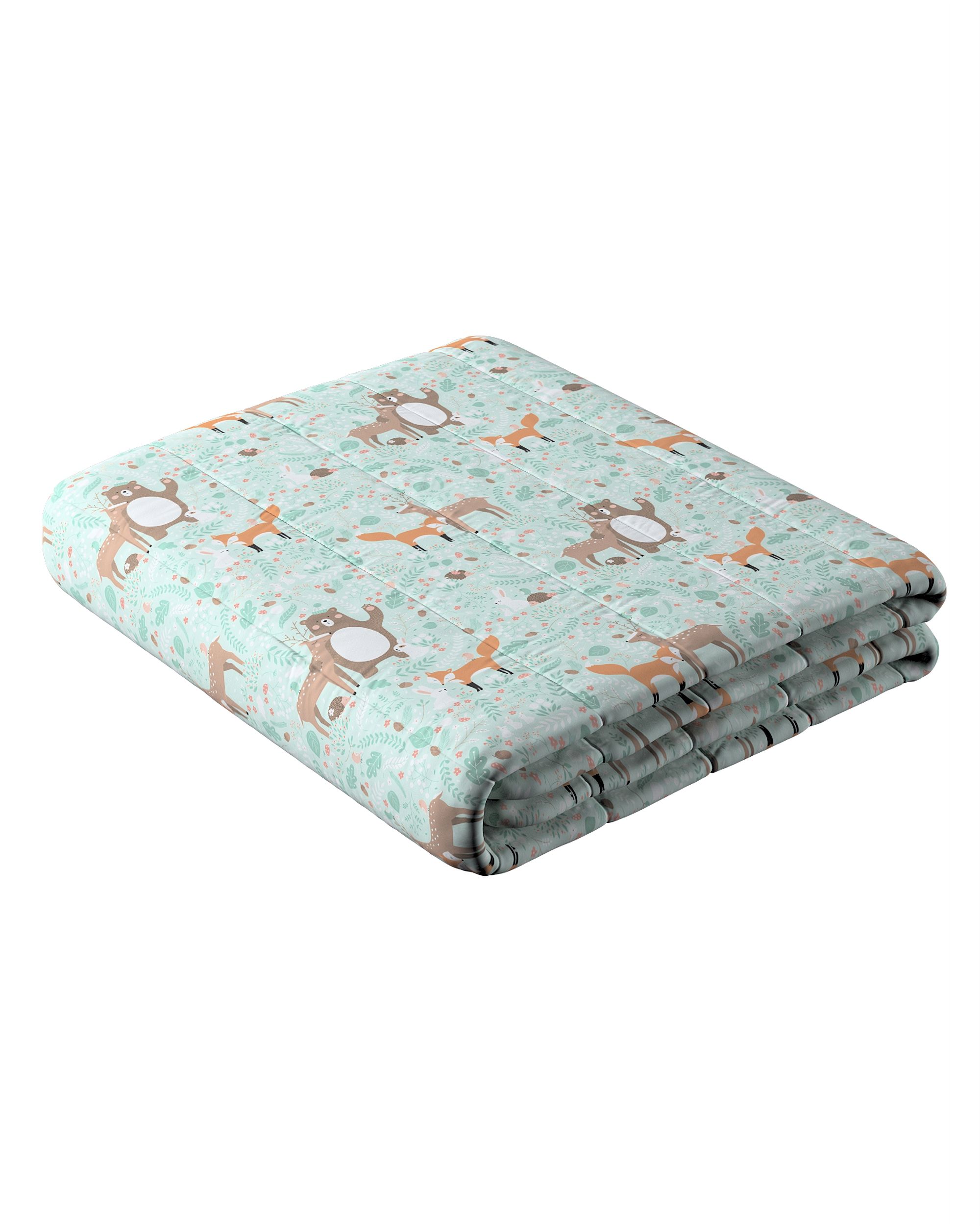 Couverture molletonnée à rayures couleur vert tissu à motifs