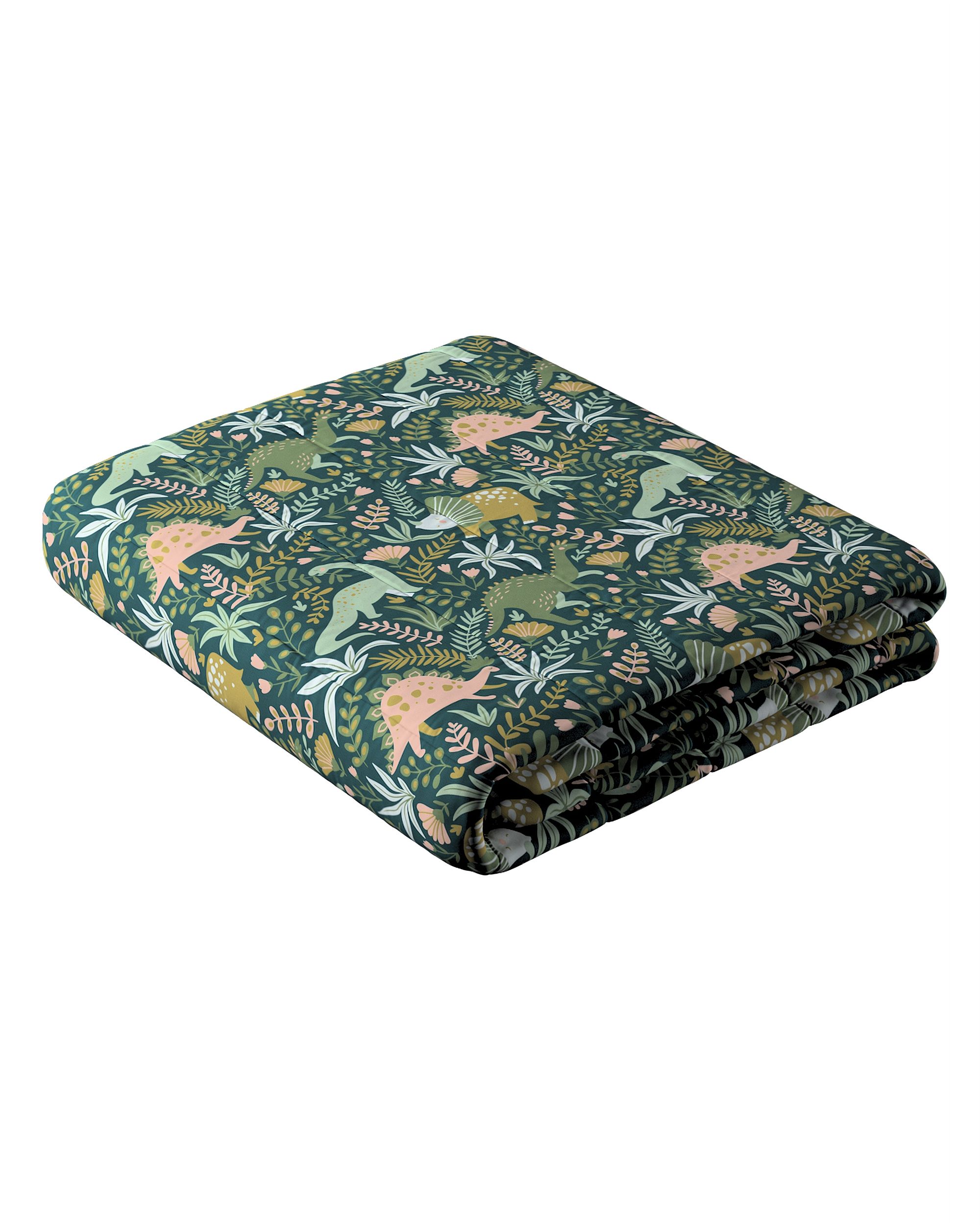 Couverture molletonnée à rayures couleur vert tissu à motifs