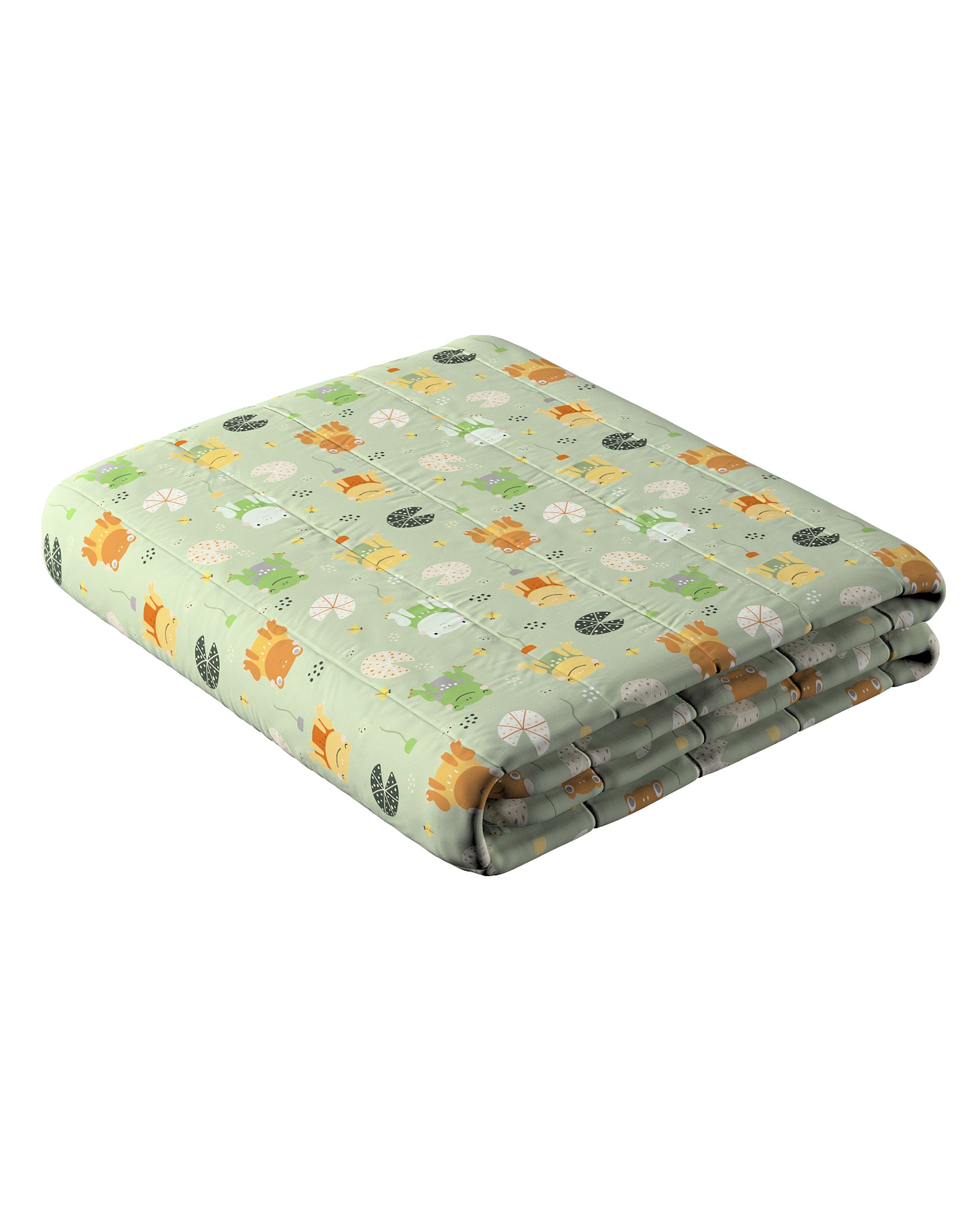 Couverture molletonnée à rayures couleur vert tissu à motifs