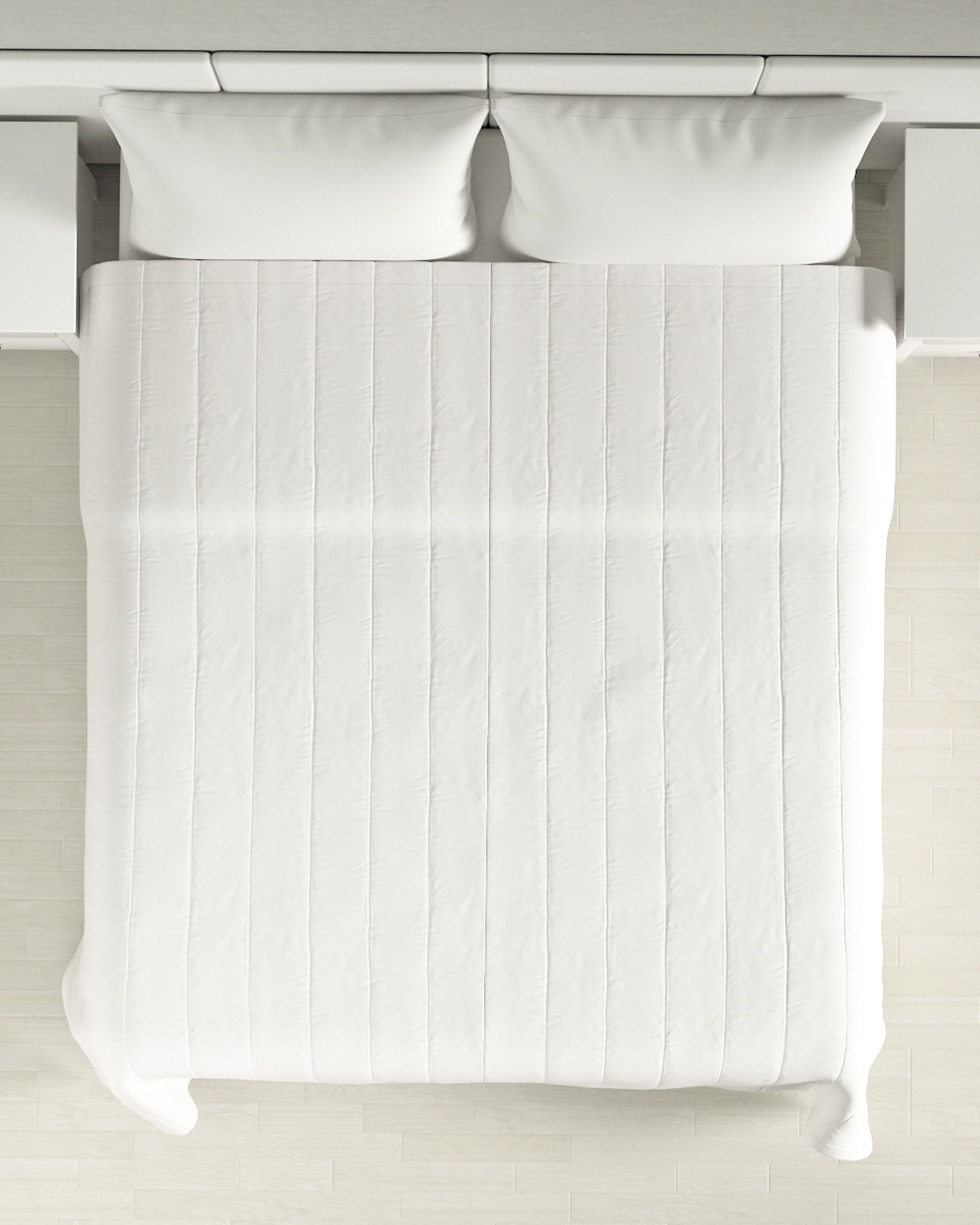 Couverture molletonnée à rayures couleur blanc (hover)