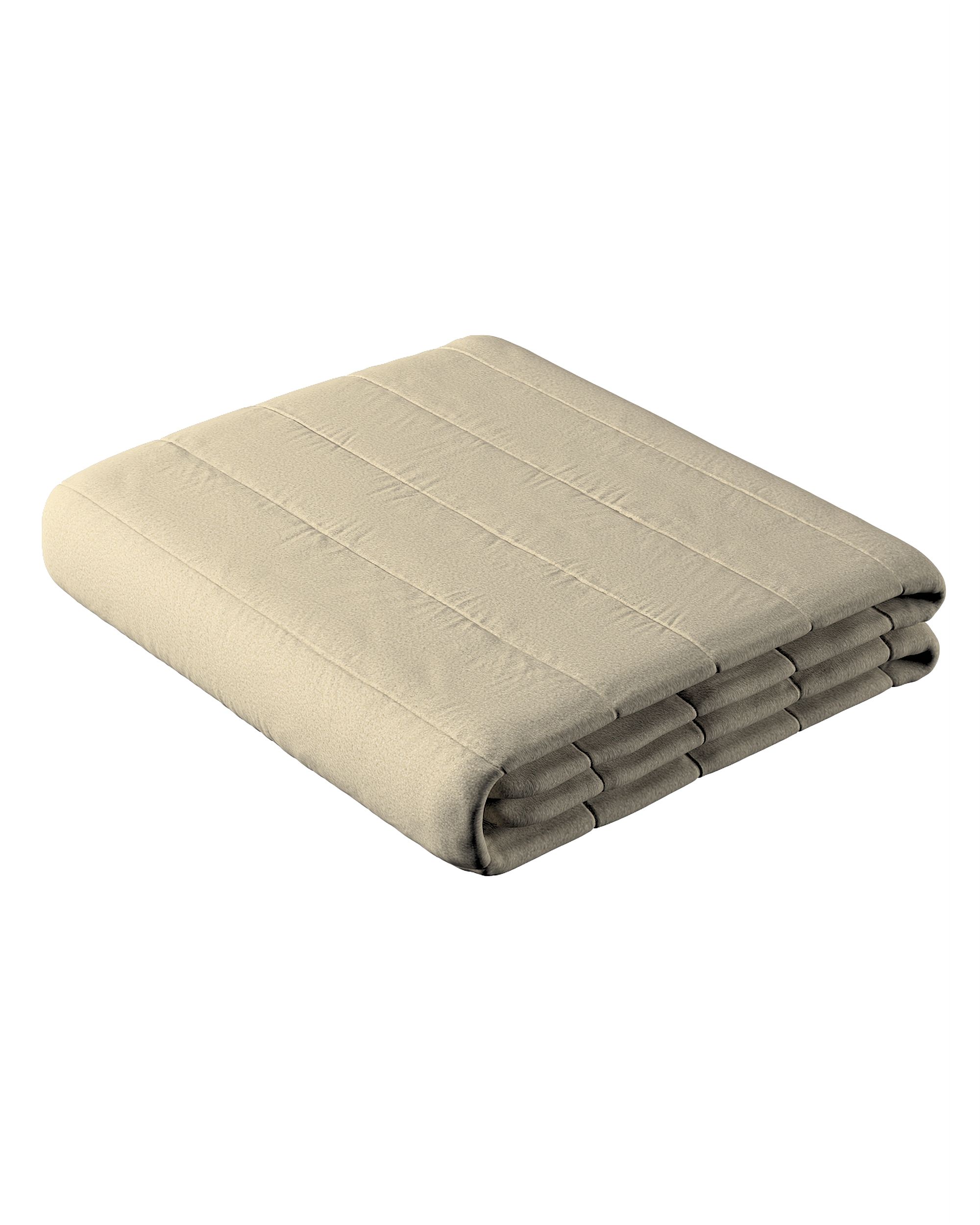 Couverture molletonnée à rayures couleur beige tissu tresse