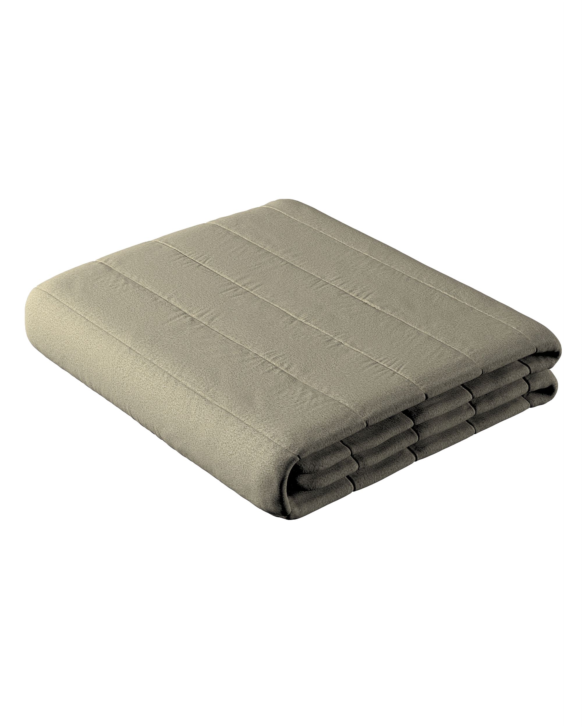 Couverture molletonnée à rayures couleur beige tissu tresse