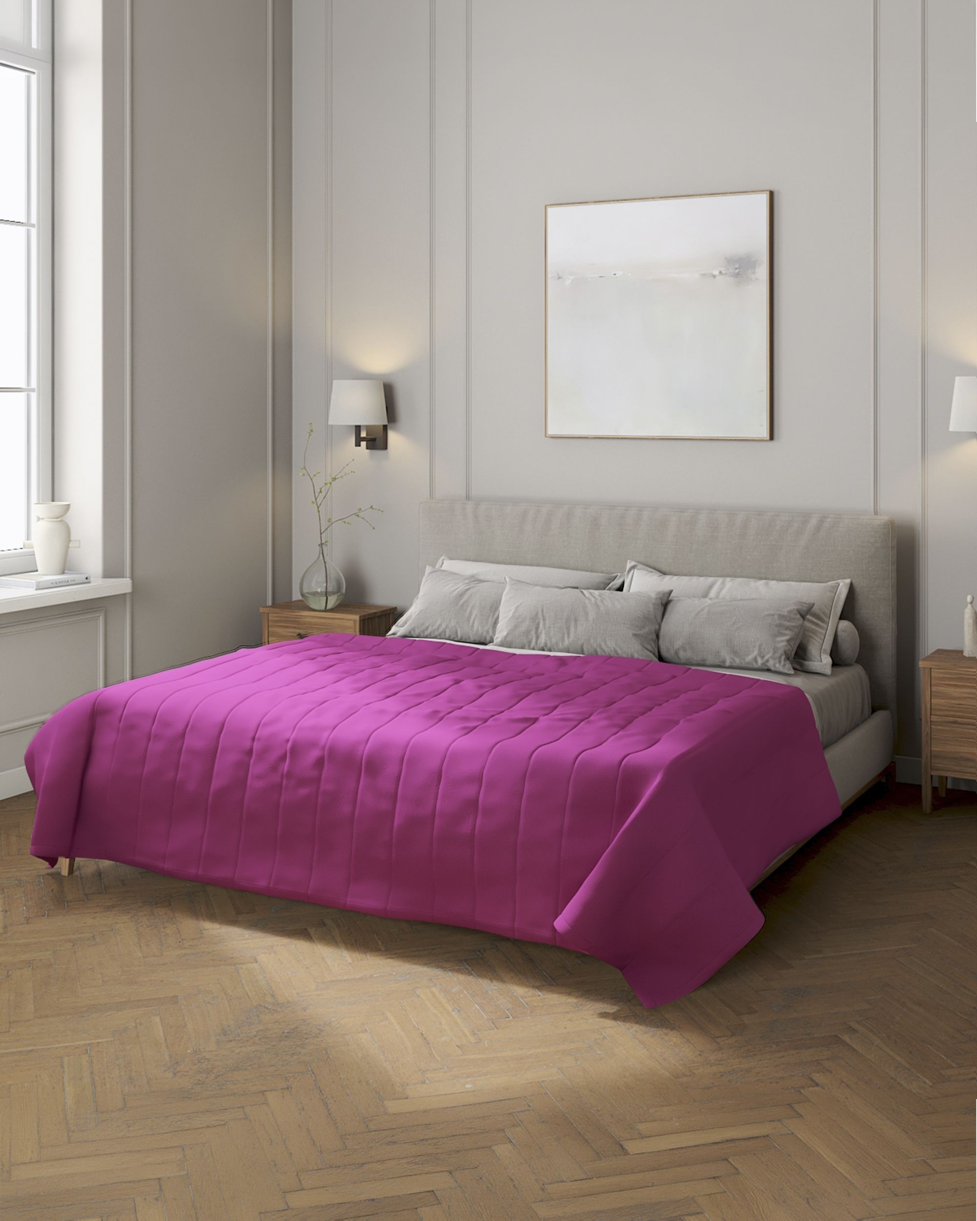 Couverture molletonnée à rayures couleur rose tissu tresse