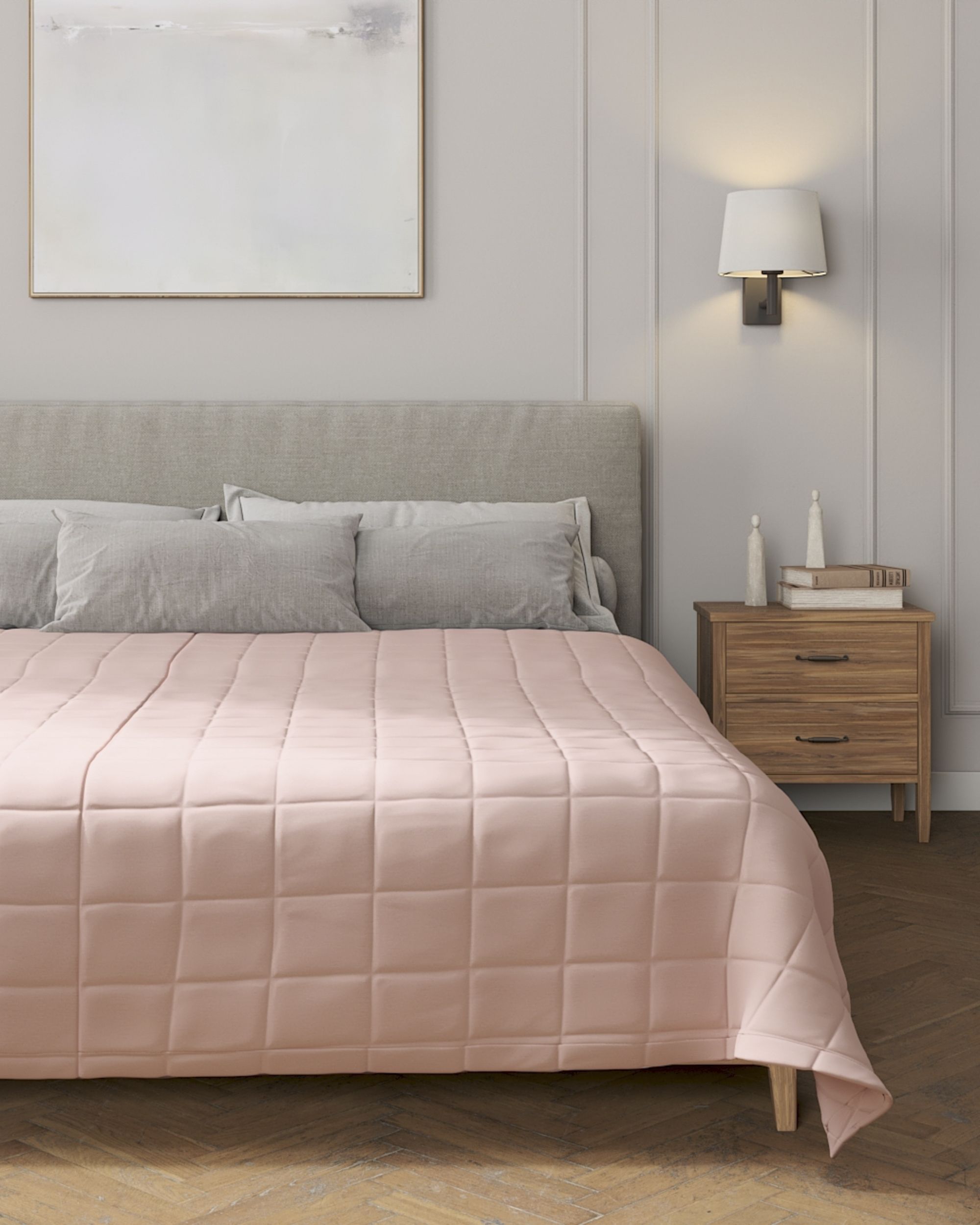 Couverture molletonnée à carreaux couleur rose (hover)