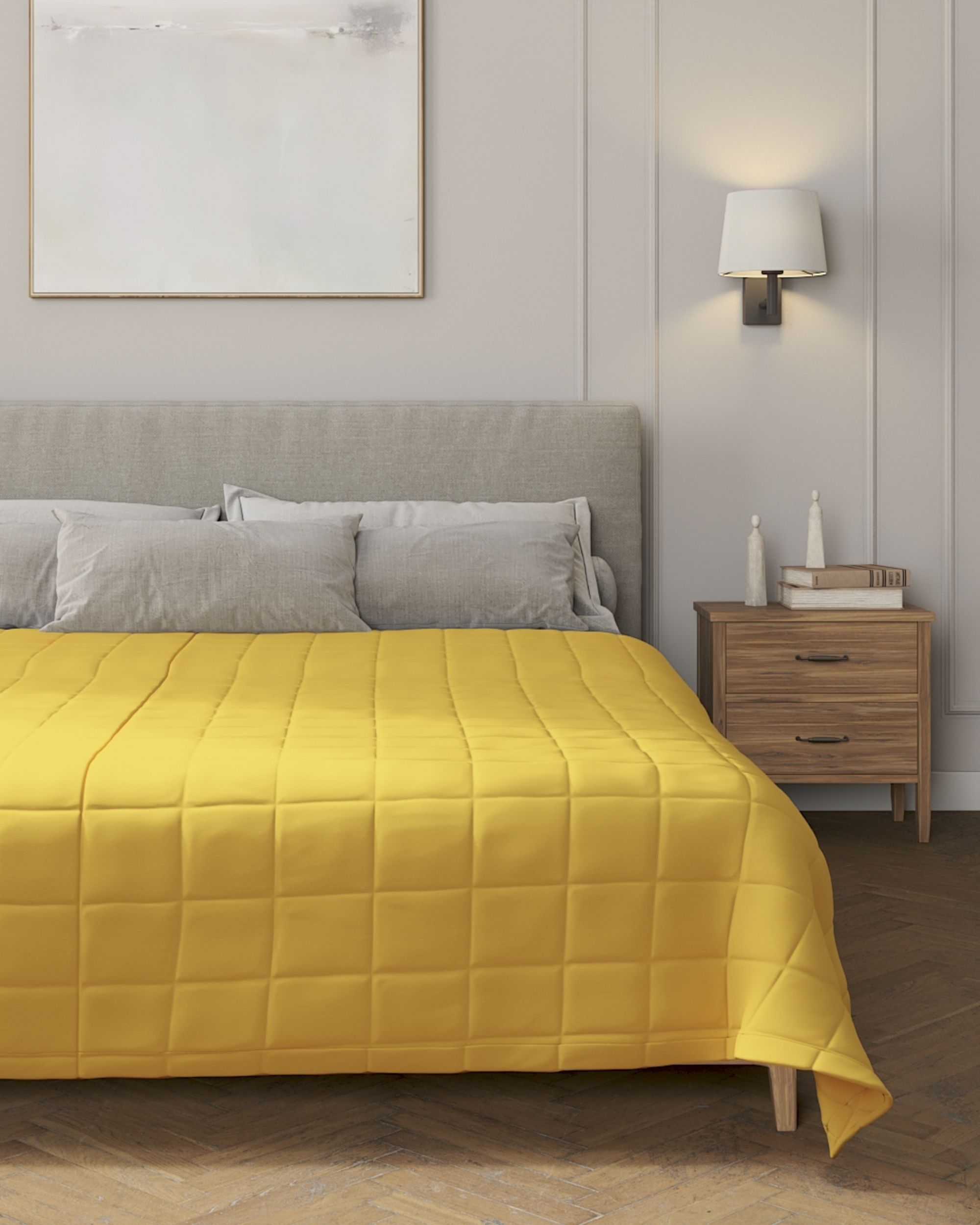 Couverture molletonnée à carreaux couleur jaune (hover)