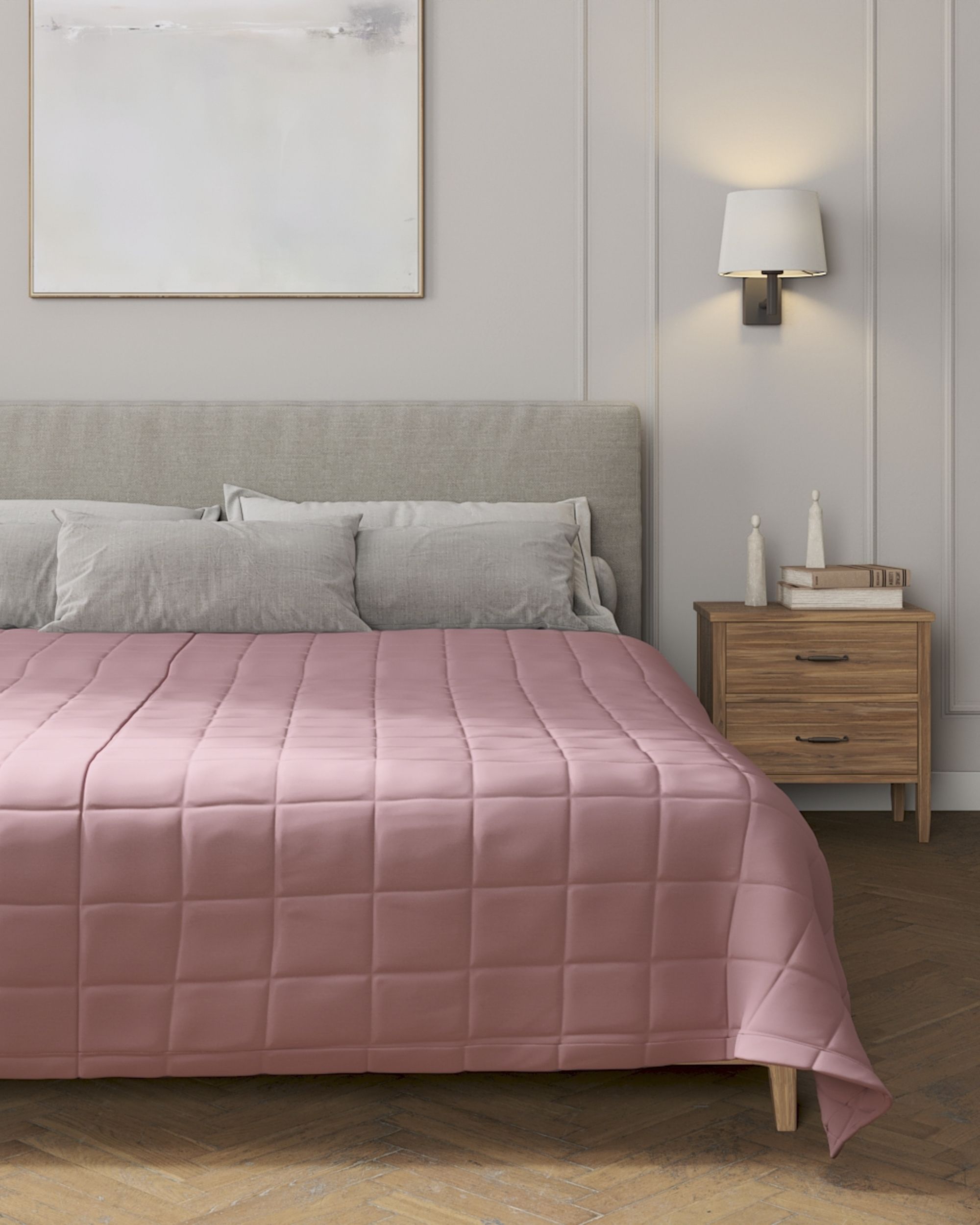 Couverture molletonnée à carreaux couleur rose (hover)