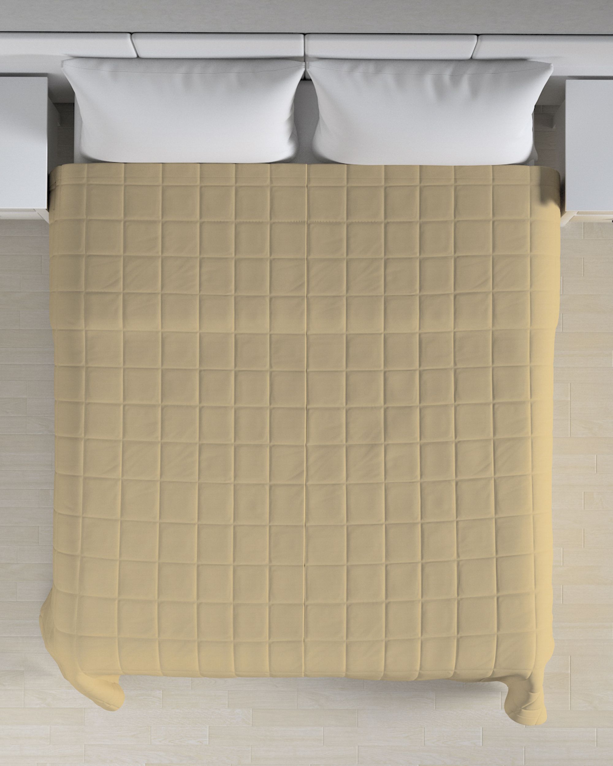 Couverture molletonnée à carreaux couleur beige (hover)