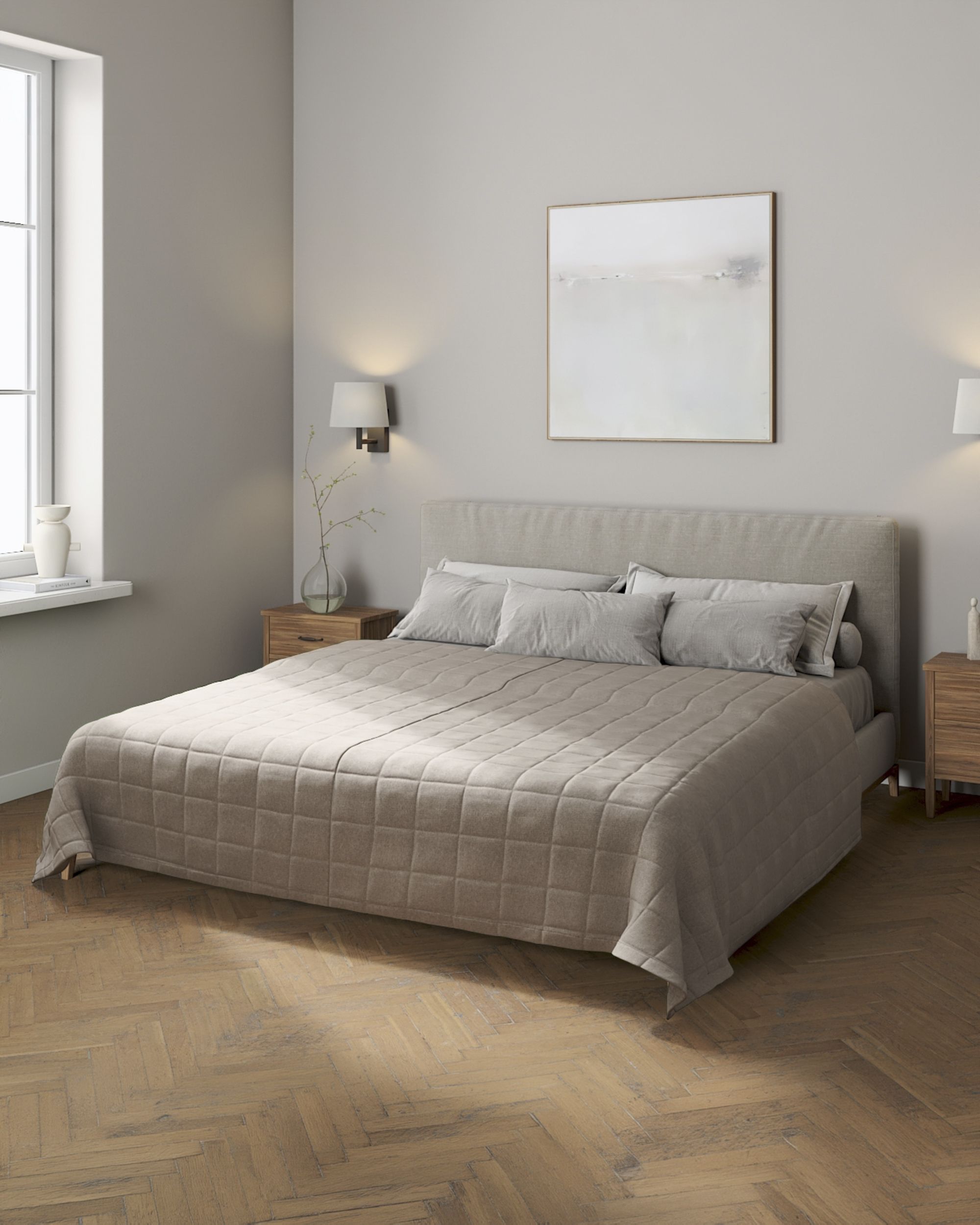 Couverture molletonnée à carreaux couleur beige tissu tresse