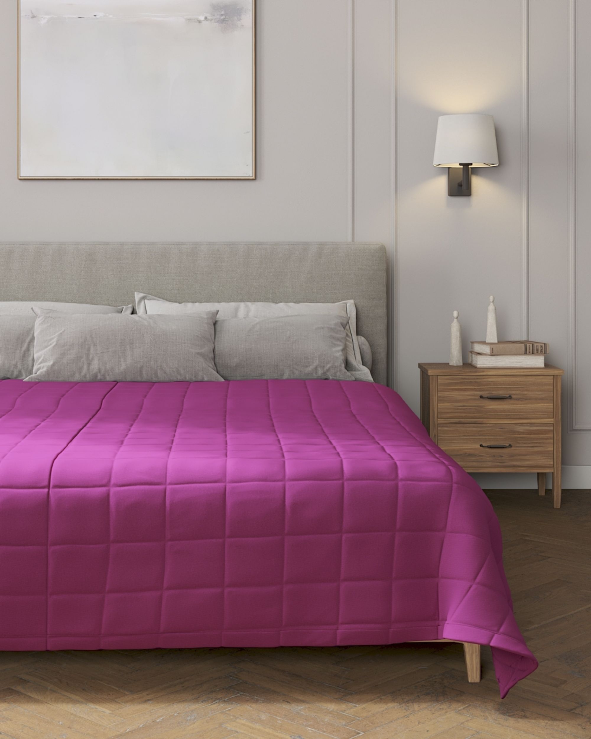 Couverture molletonnée à carreaux couleur rose tissu tresse (hover)
