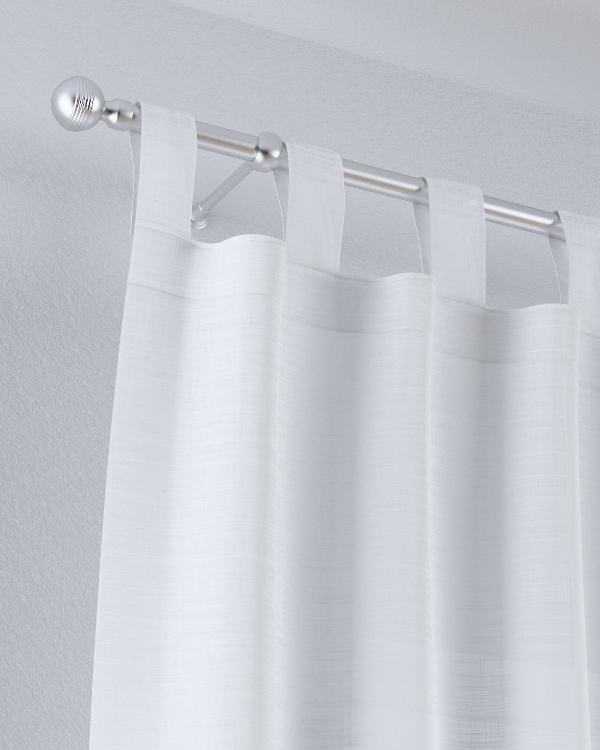 Rideaux en voile à pattes couleur blanc tissu semi-transparent, tresse (hover)