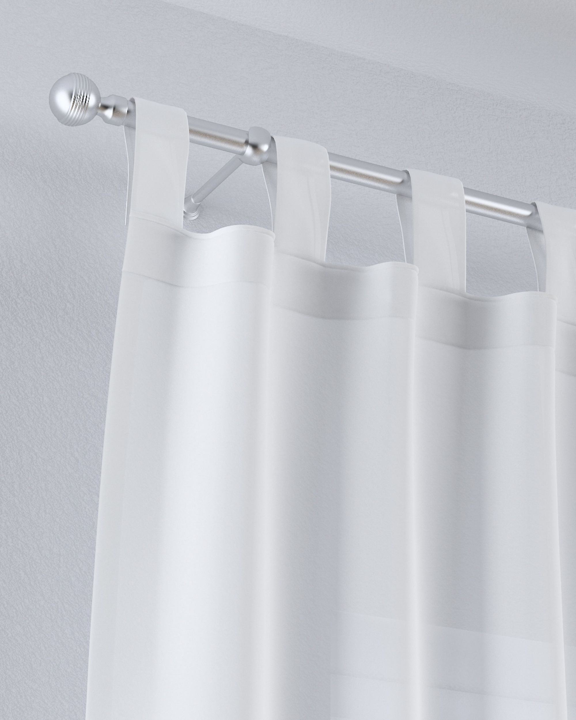 Rideaux en voile à pattes couleur crème tissu semi-transparent, tresse (hover)