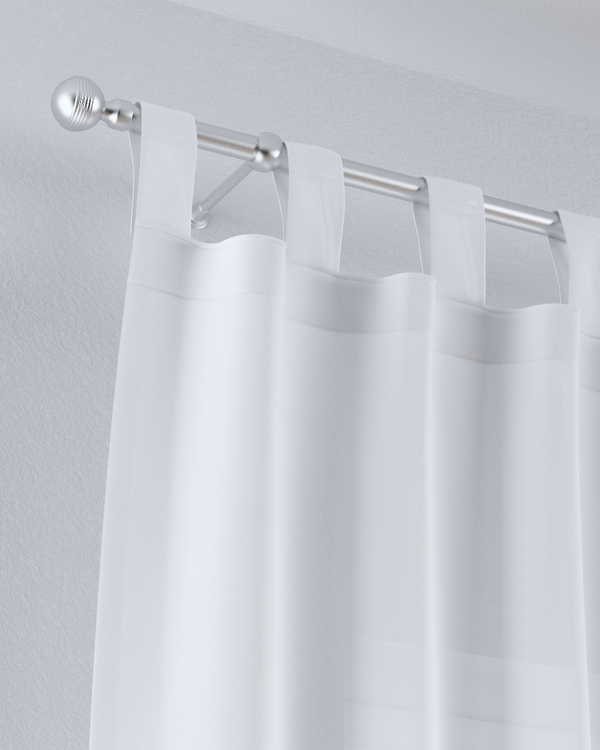 Rideaux en voile à pattes couleur blanc tissu semi-transparent, tresse (hover)