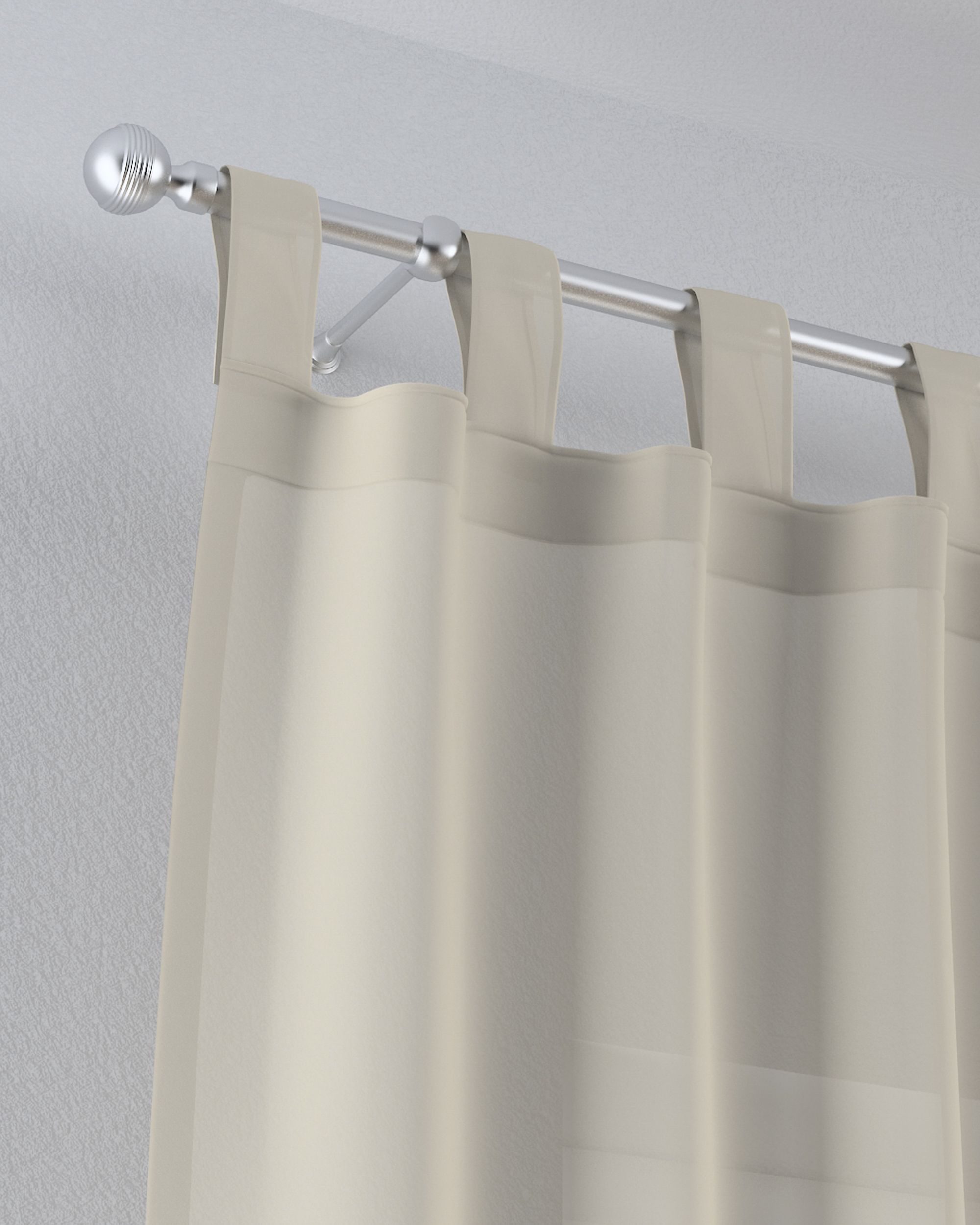Rideaux en voile à pattes couleur beige tissu semi-transparent, tresse (hover)