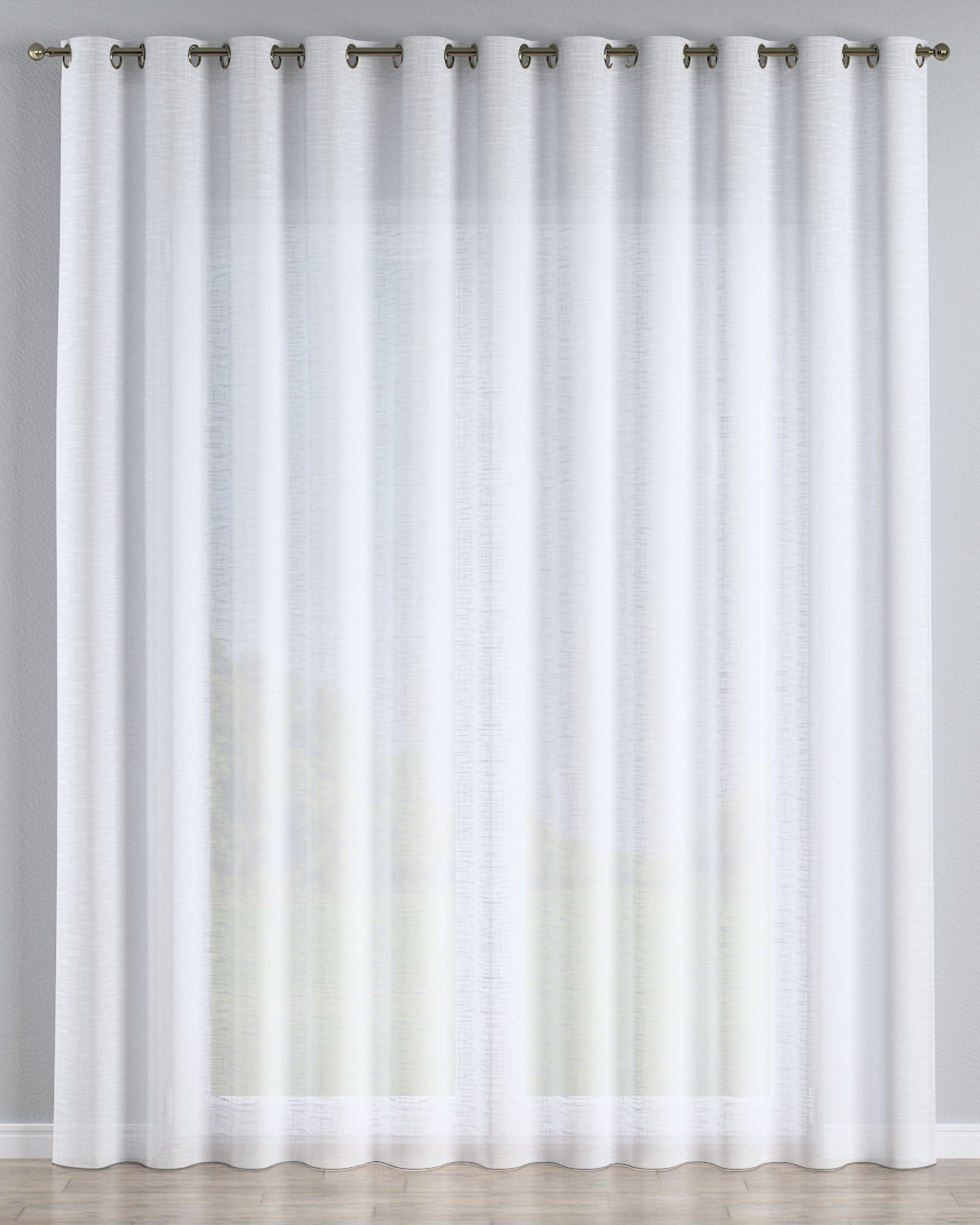 Rideaux en voile à œillets couleur blanc tissu semi-transparent, tresse