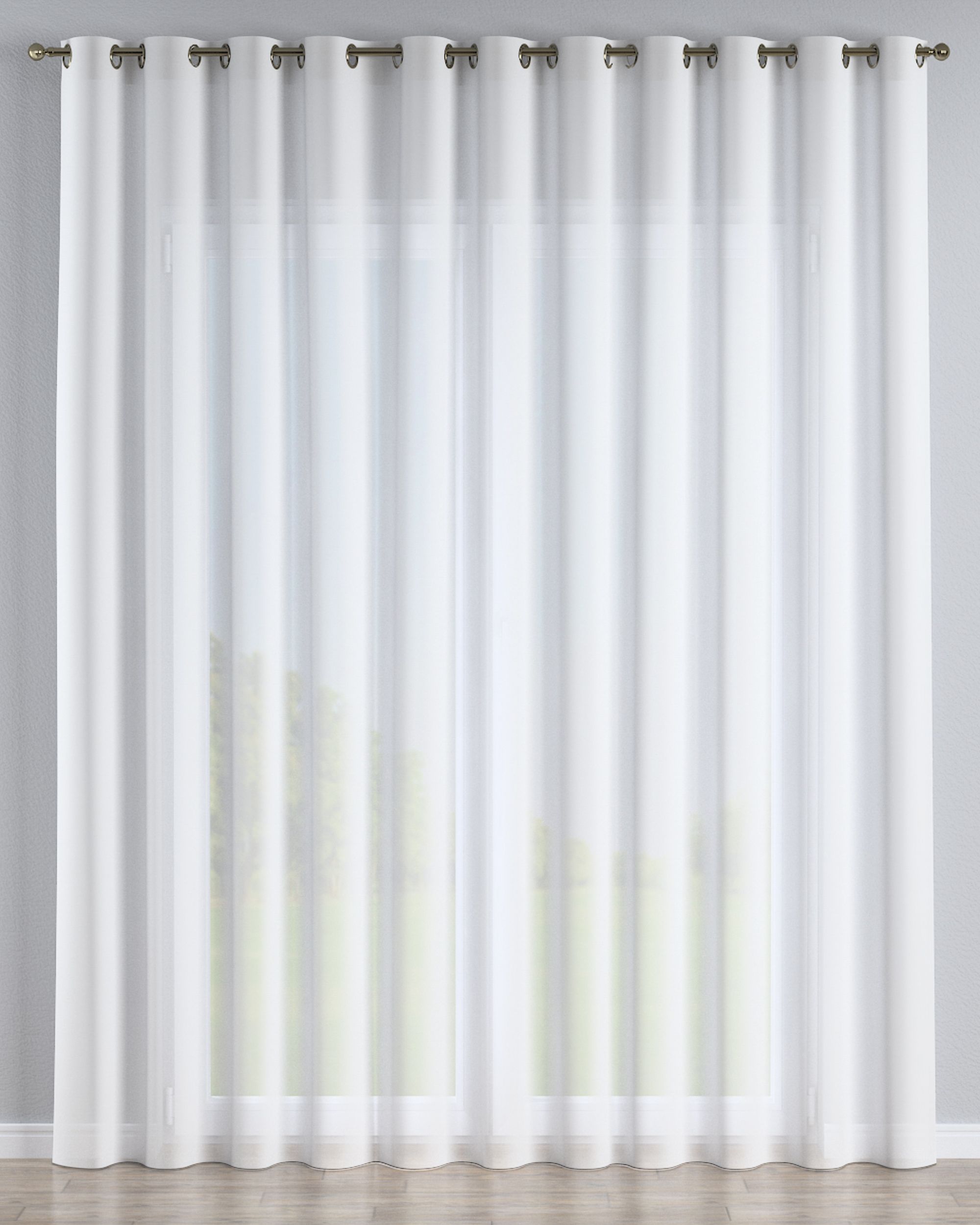 Rideaux en voile à œillets couleur crème tissu semi-transparent, tresse