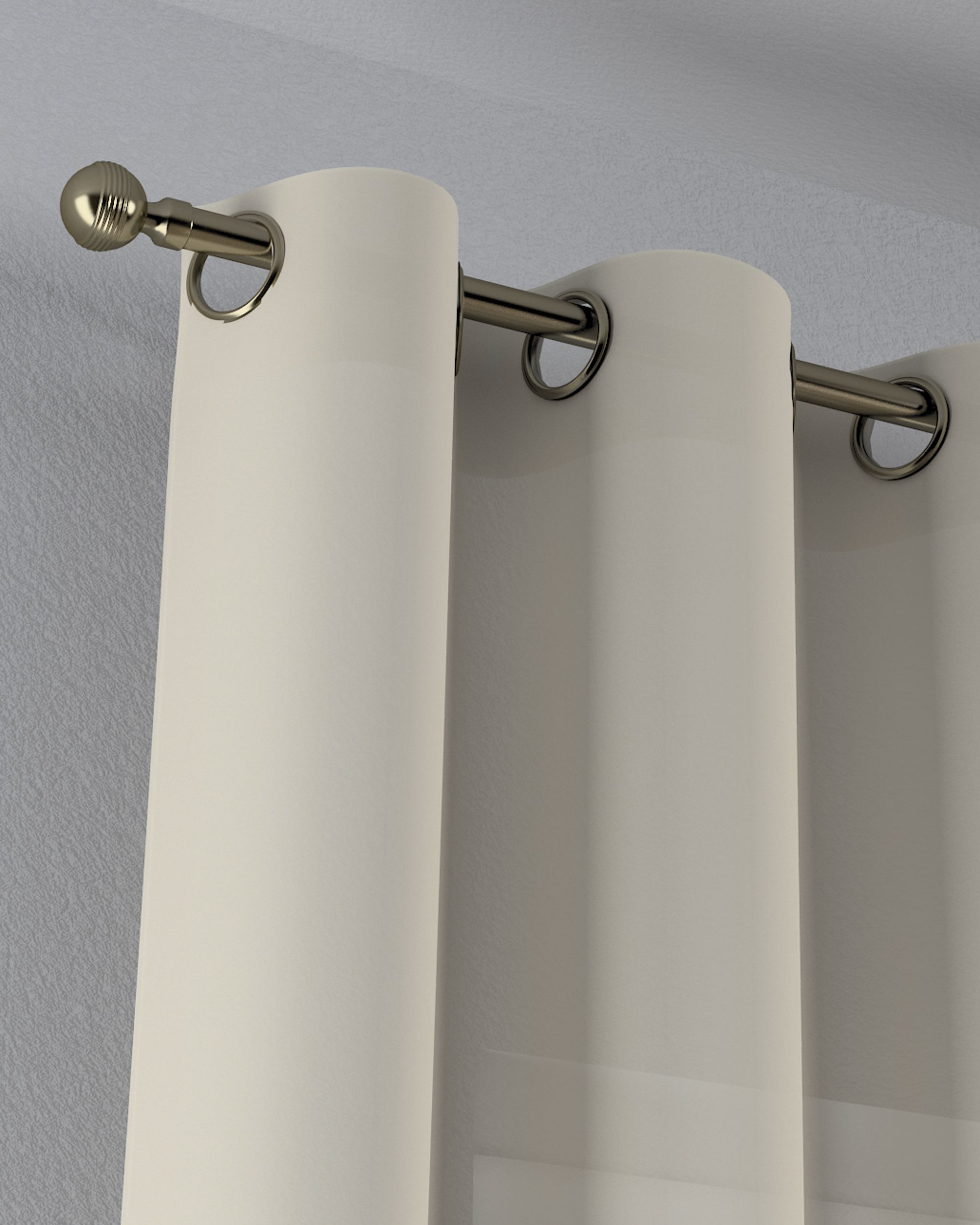 Rideaux en voile à œillets couleur beige tissu semi-transparent, tresse (hover)