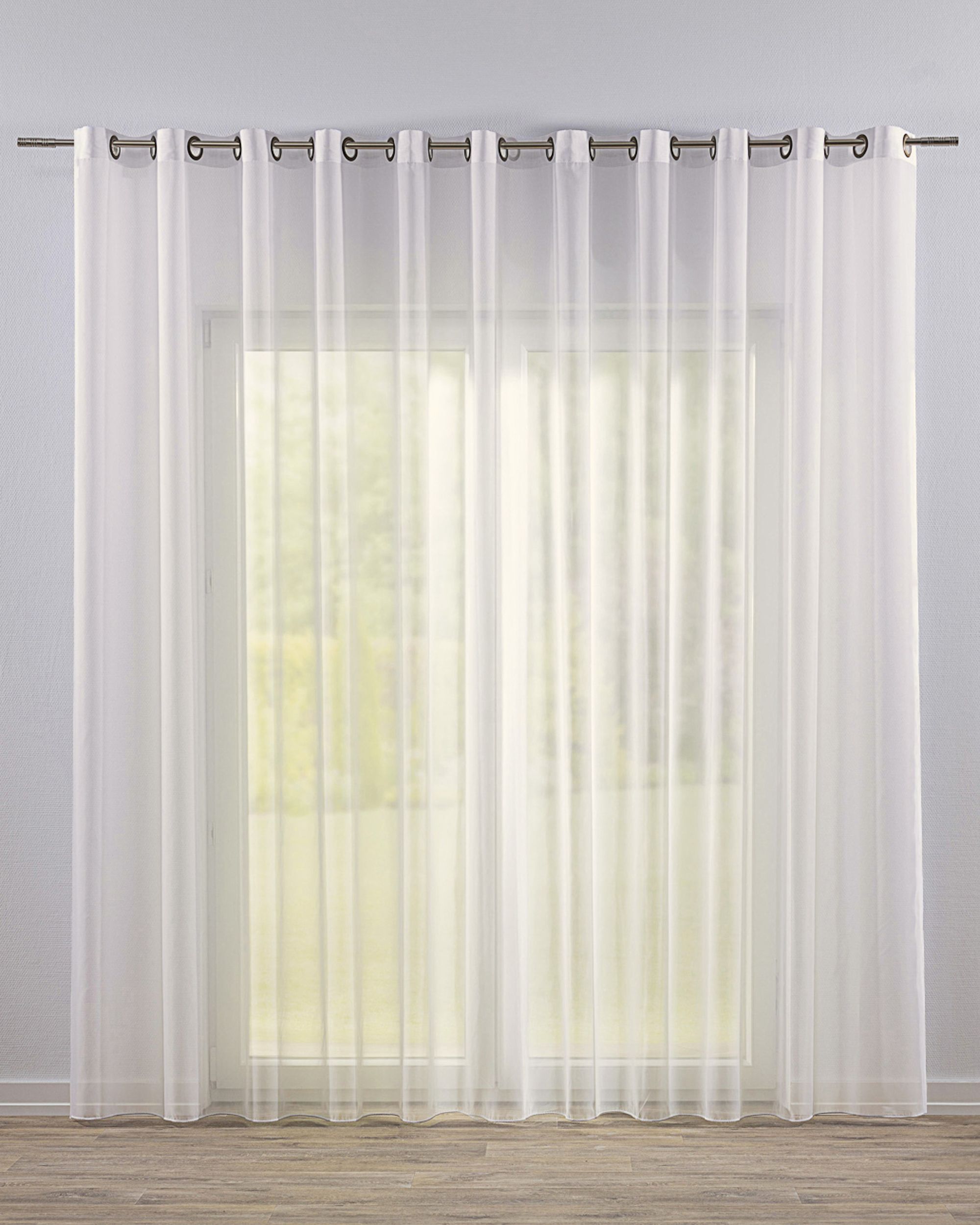Rideaux en voile à œillets couleur crème tissu semi-transparent, brillant