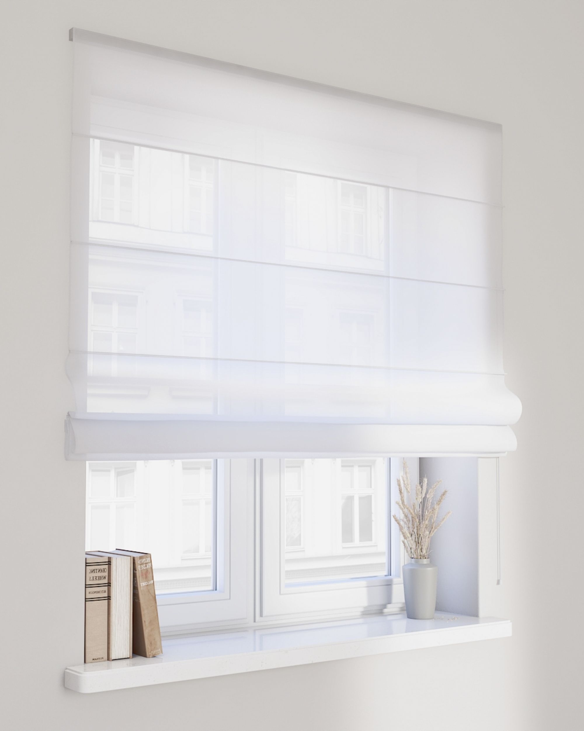 Store bateau en voile Fibi couleur crème tissu semi-transparent, brillant