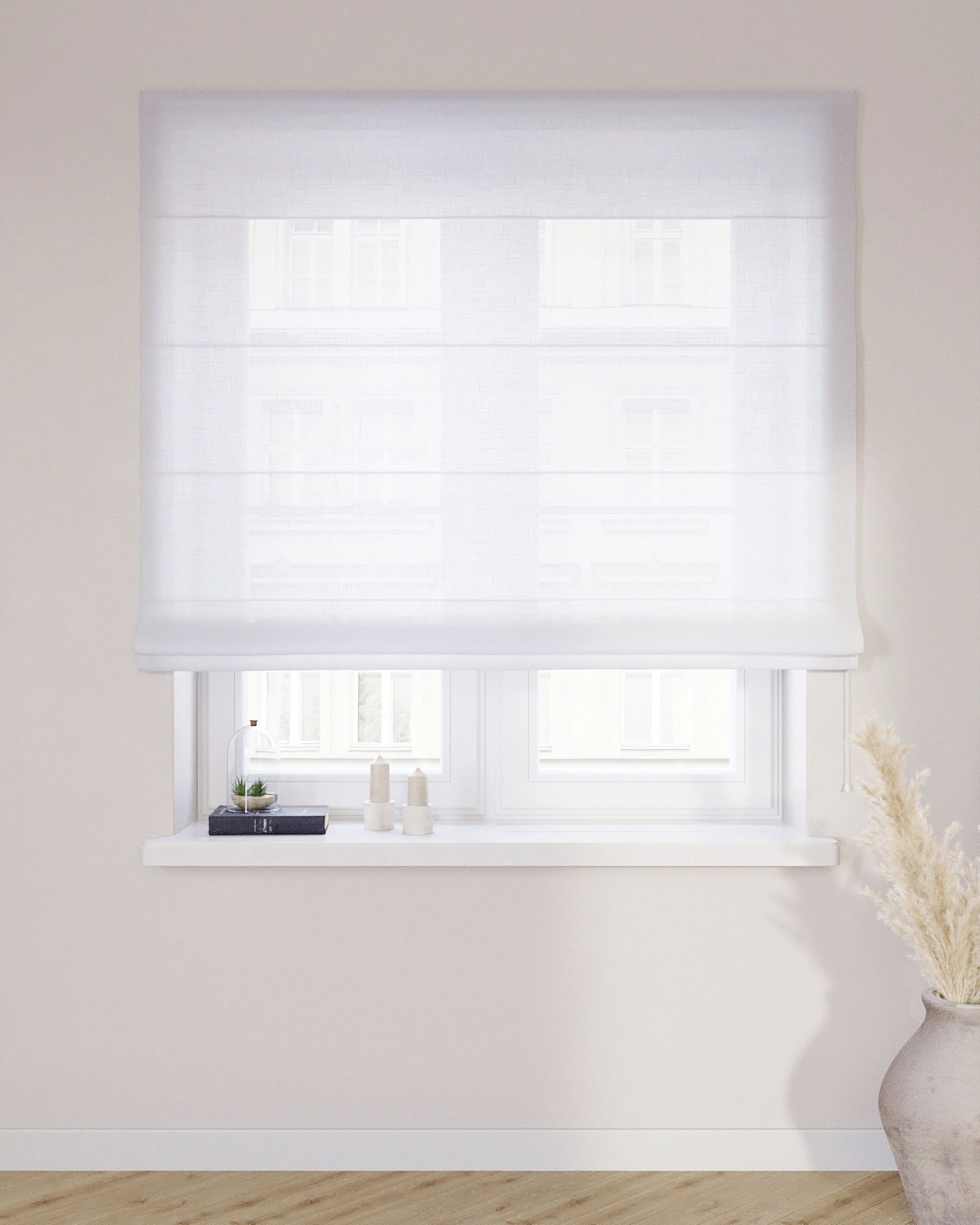Store bateau Billie couleur blanc tissu semi-transparent, tresse (hover)
