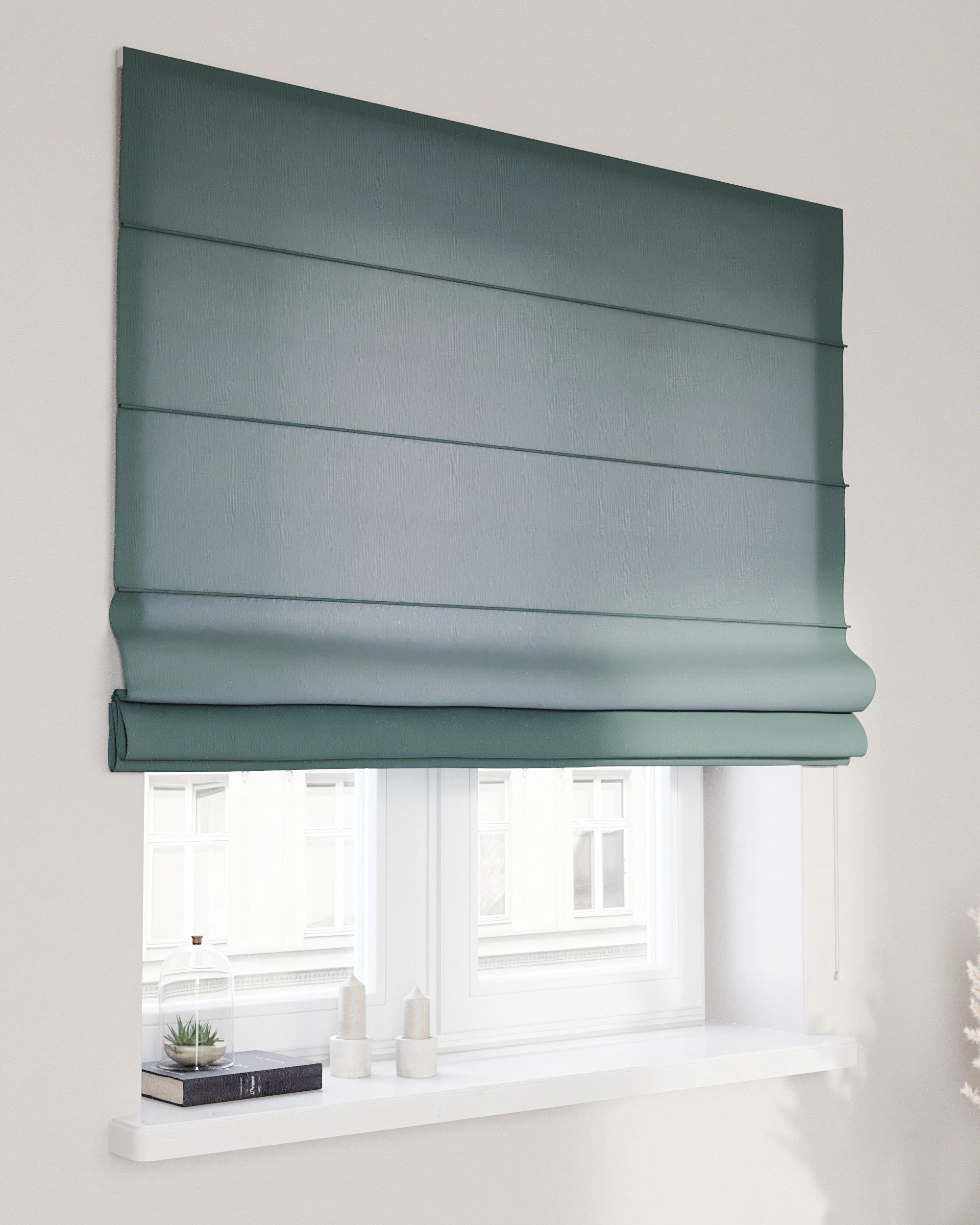 Store bateau Billie couleur vert tissu semi-transparent, tresse
