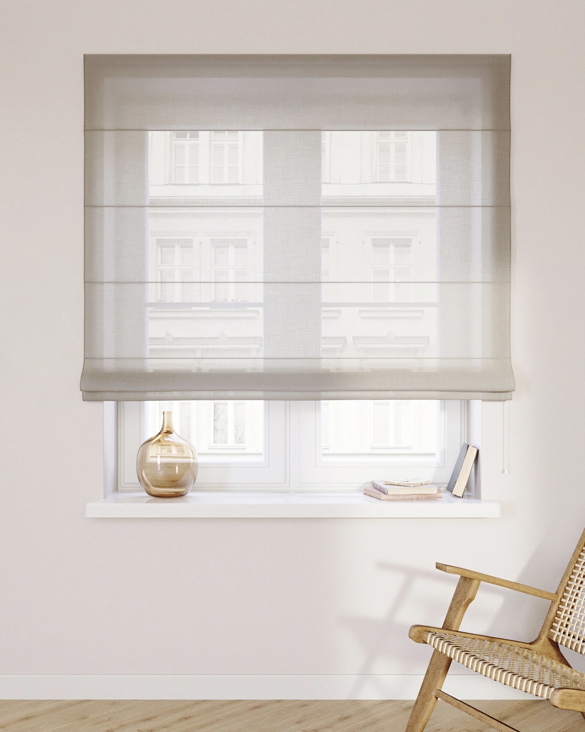 Store bateau Billie couleur beige tissu semi-transparent, tresse (hover)