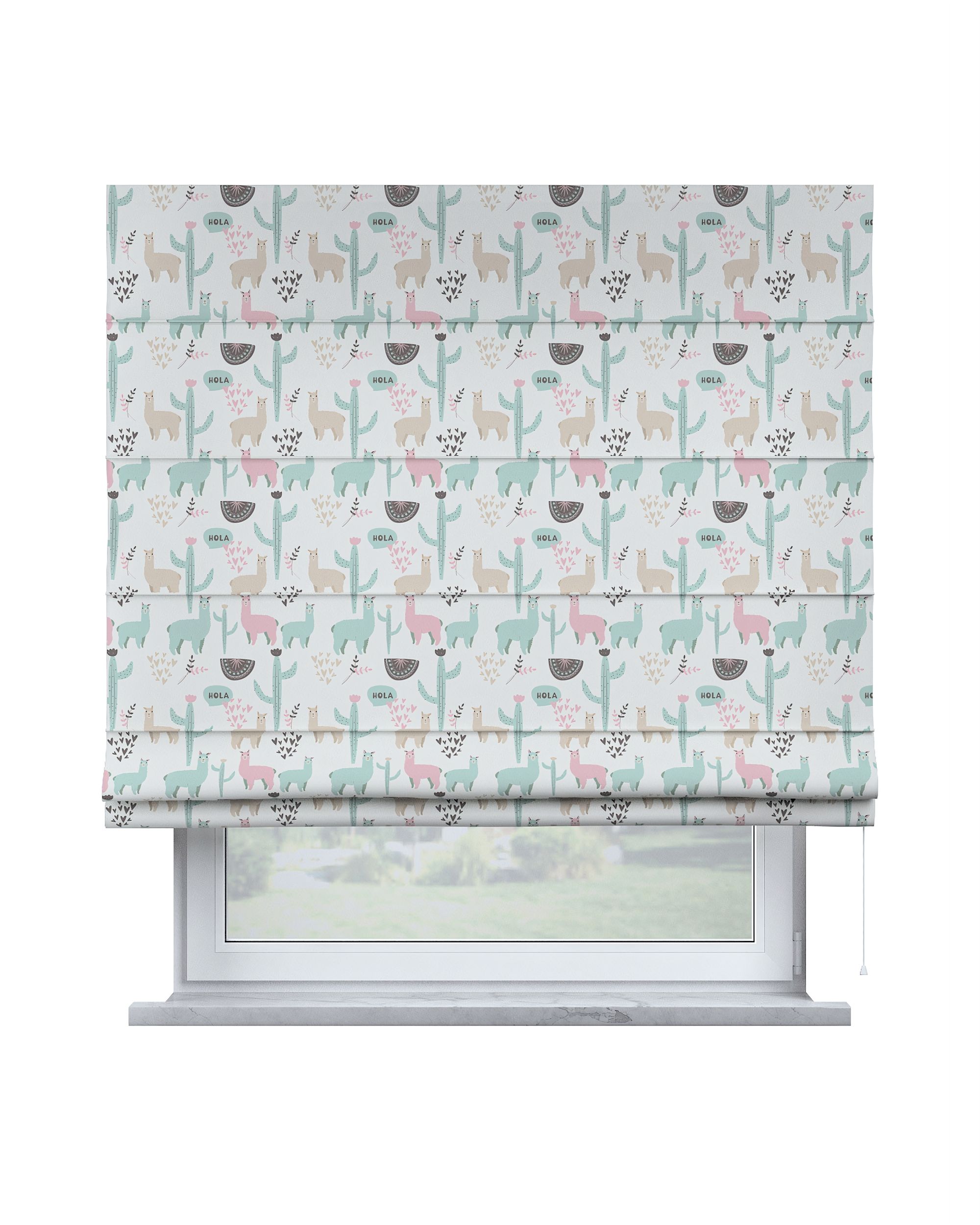 Store bateau Billie couleur vert tissu à motifs