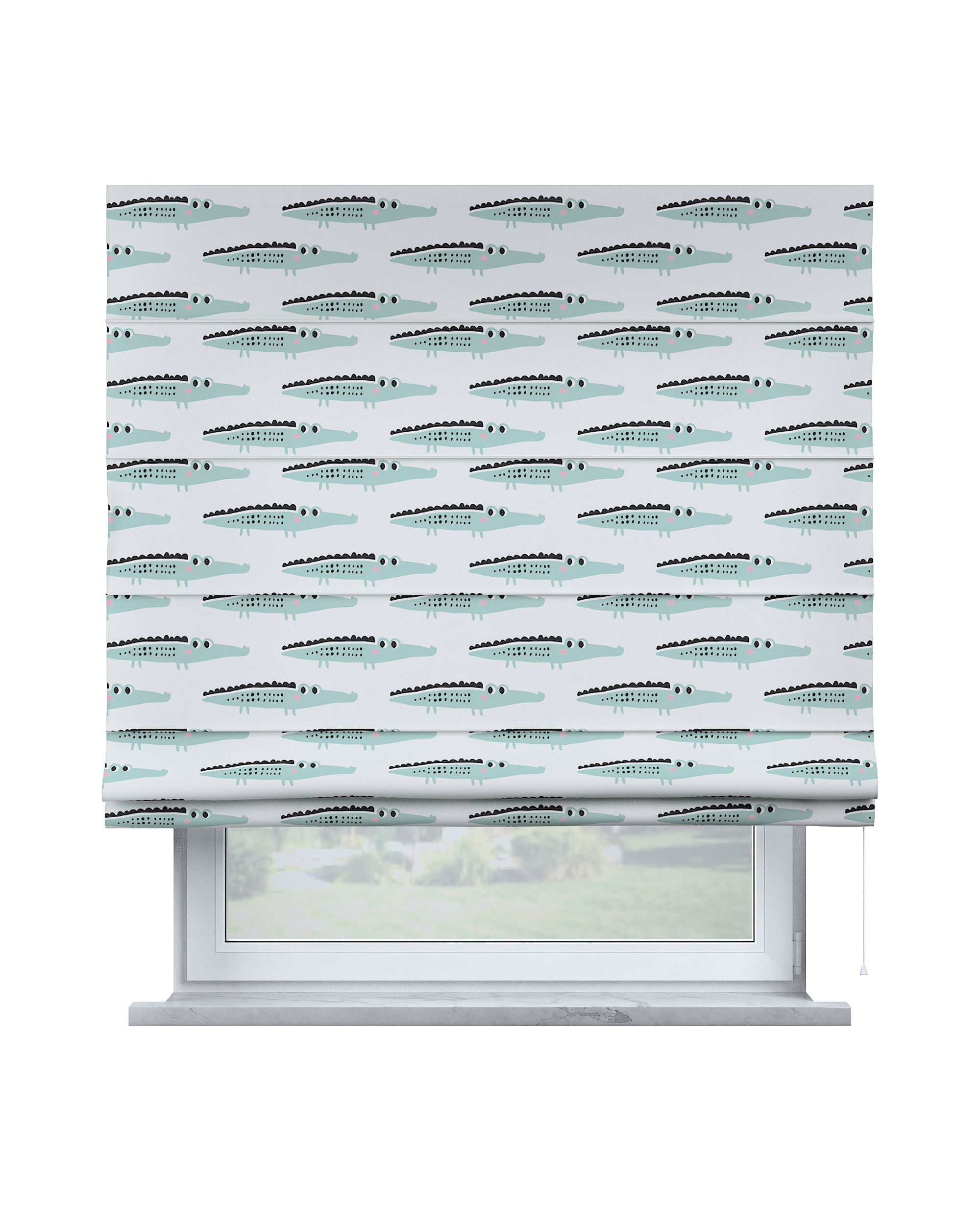 Store bateau Billie couleur vert tissu à motifs