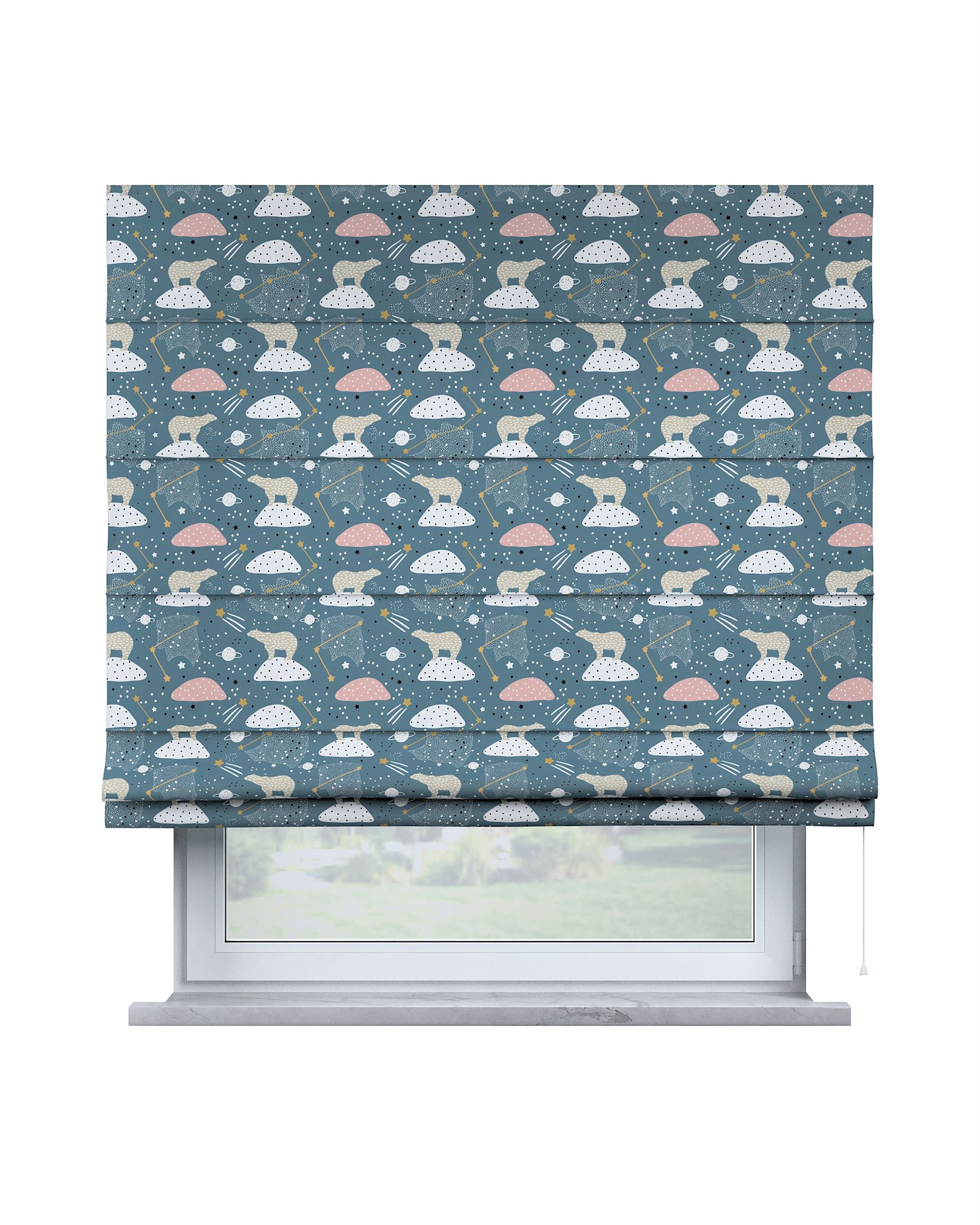 Store bateau Billie couleur bleu tissu à motifs