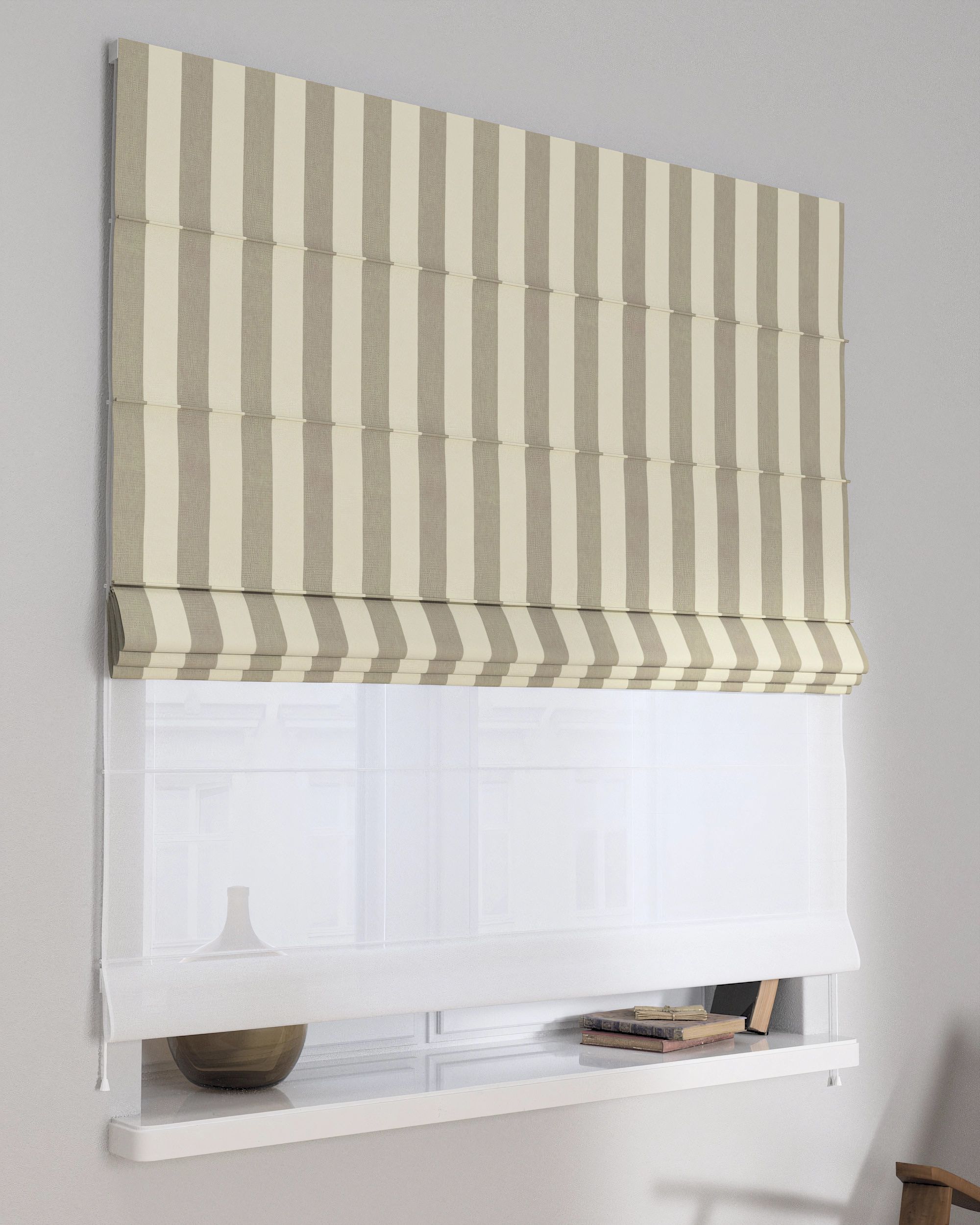 Store romain Duo couleur beige tissu à motifs