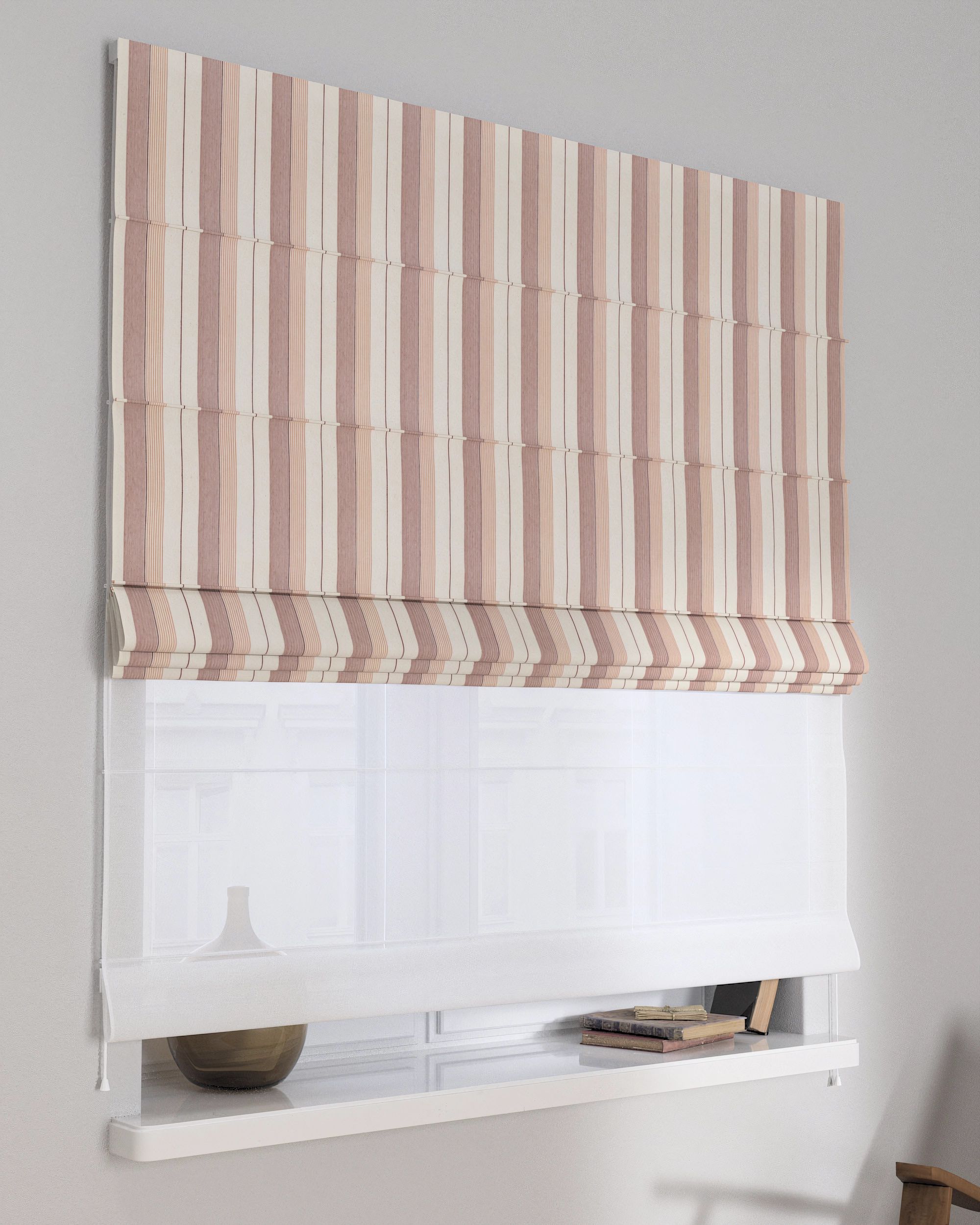 Store romain Duo couleur rouge tissu tresse, à motifs