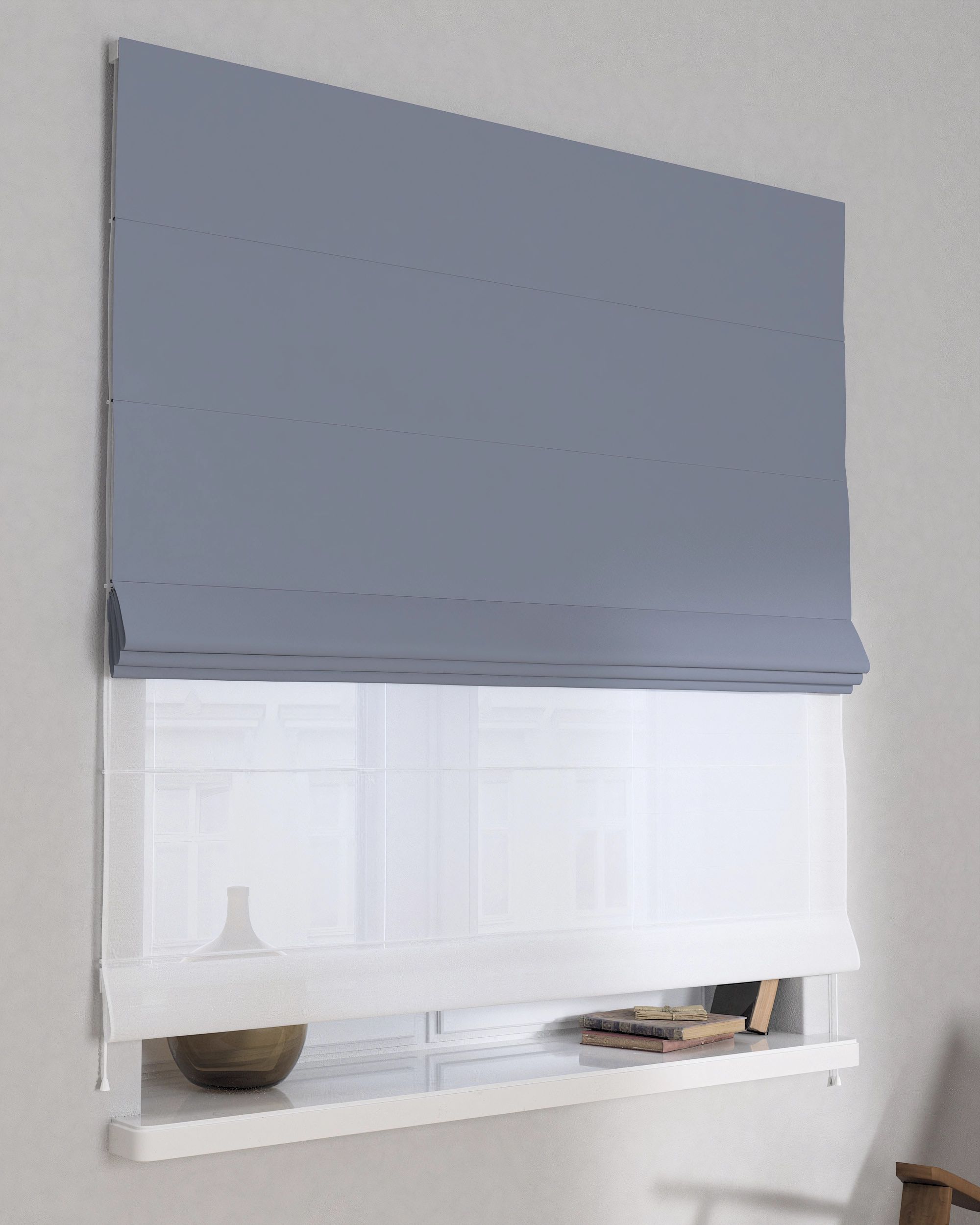 Store romain Duo couleur gris tissu black-out