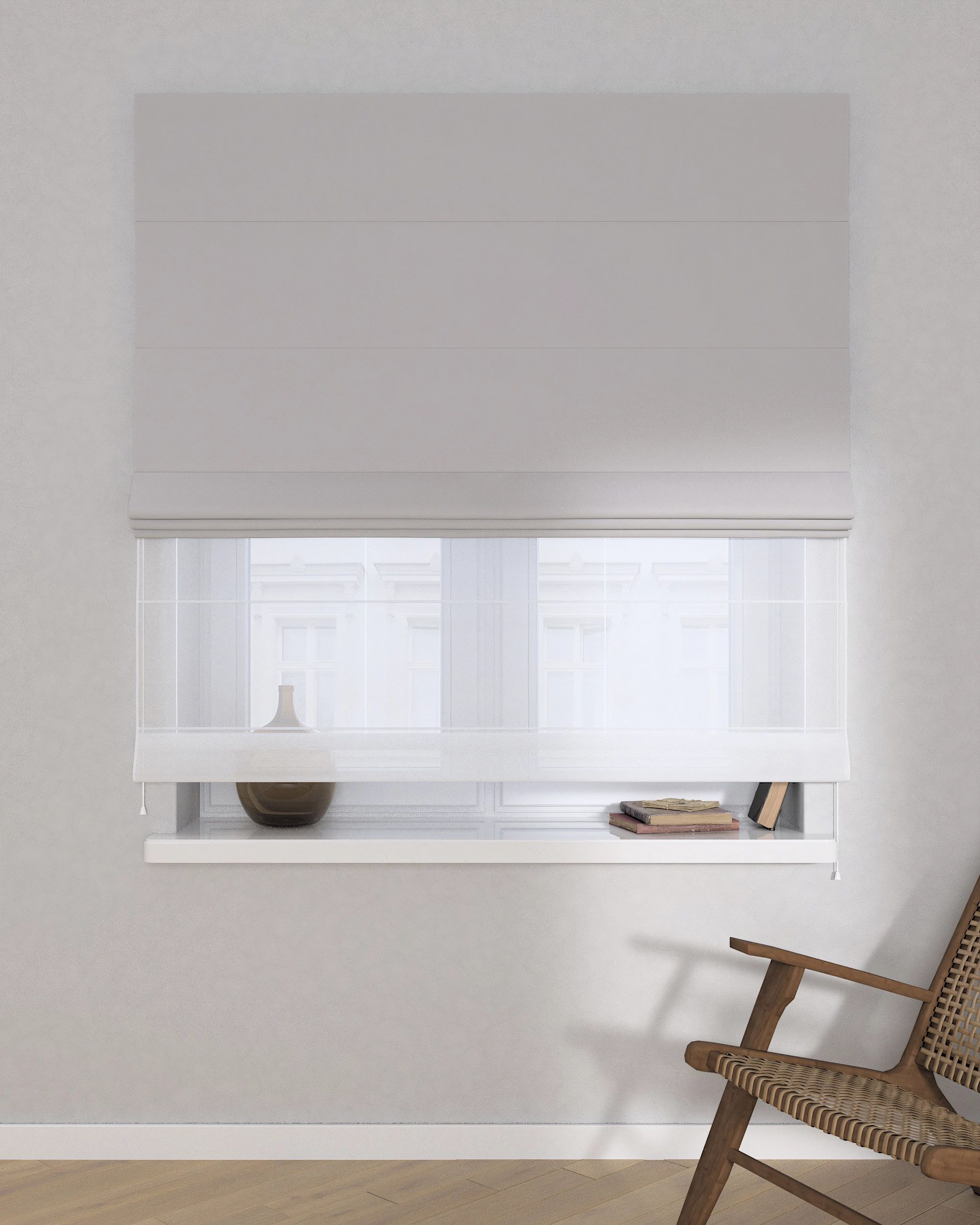 Store romain Duo couleur gris tissu black-out (hover)