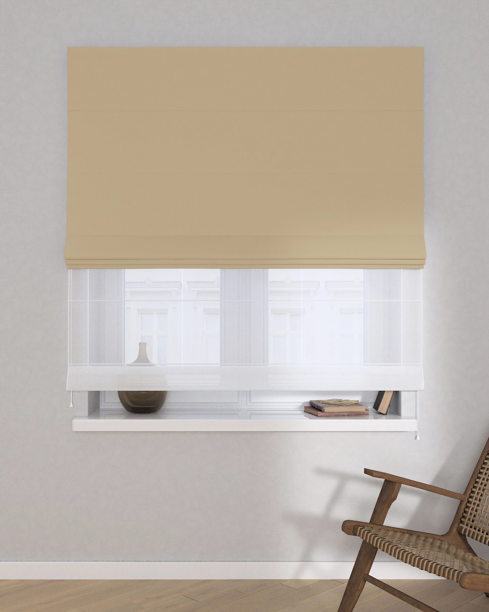 Store romain Duo couleur or tissu black-out (hover)