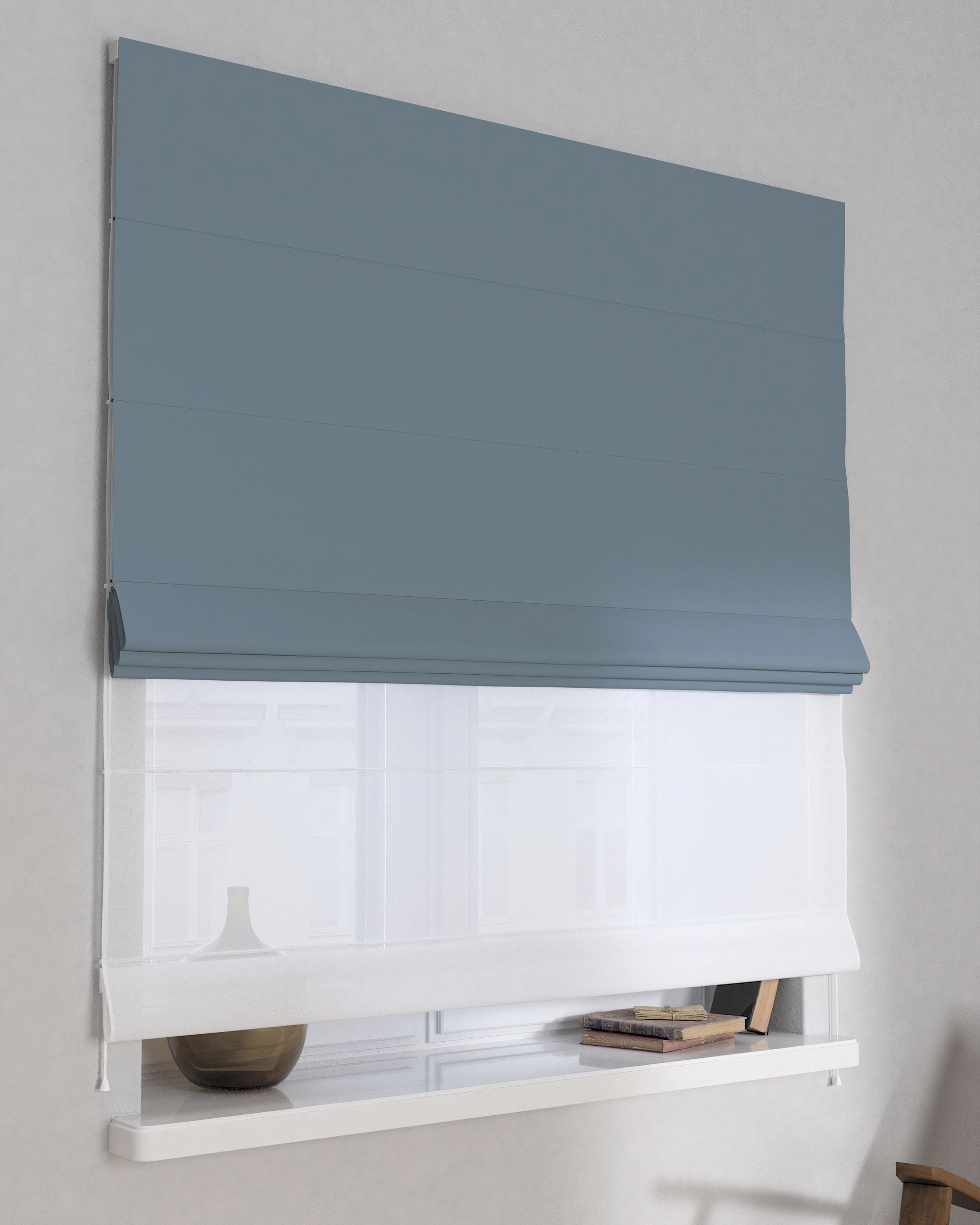 Store romain Duo couleur bleu tissu black-out